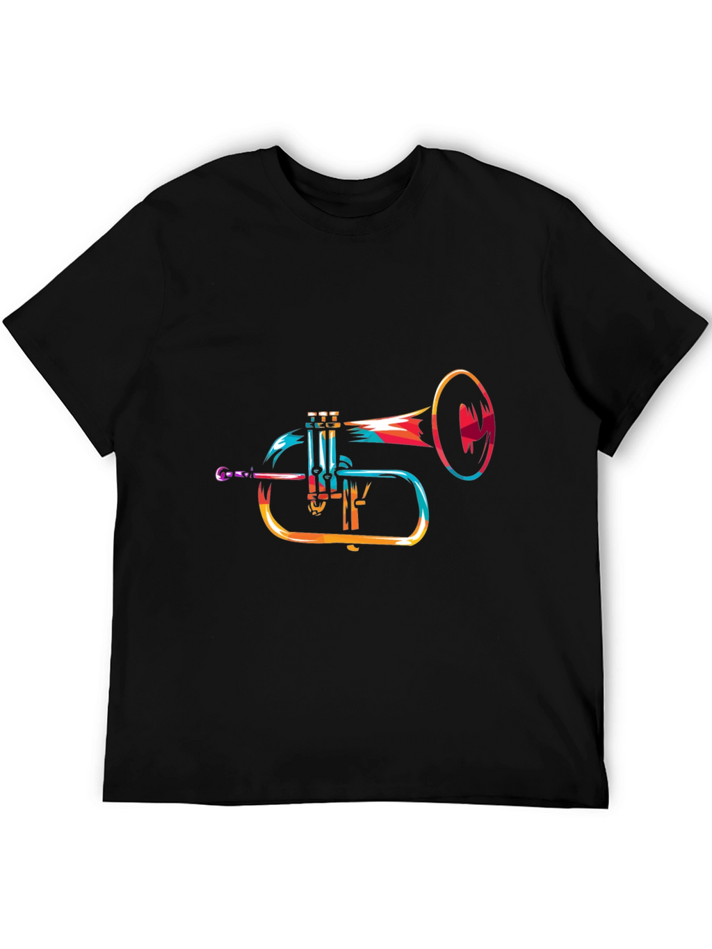 Abstract Trumpet Graphic Black T-Shirt