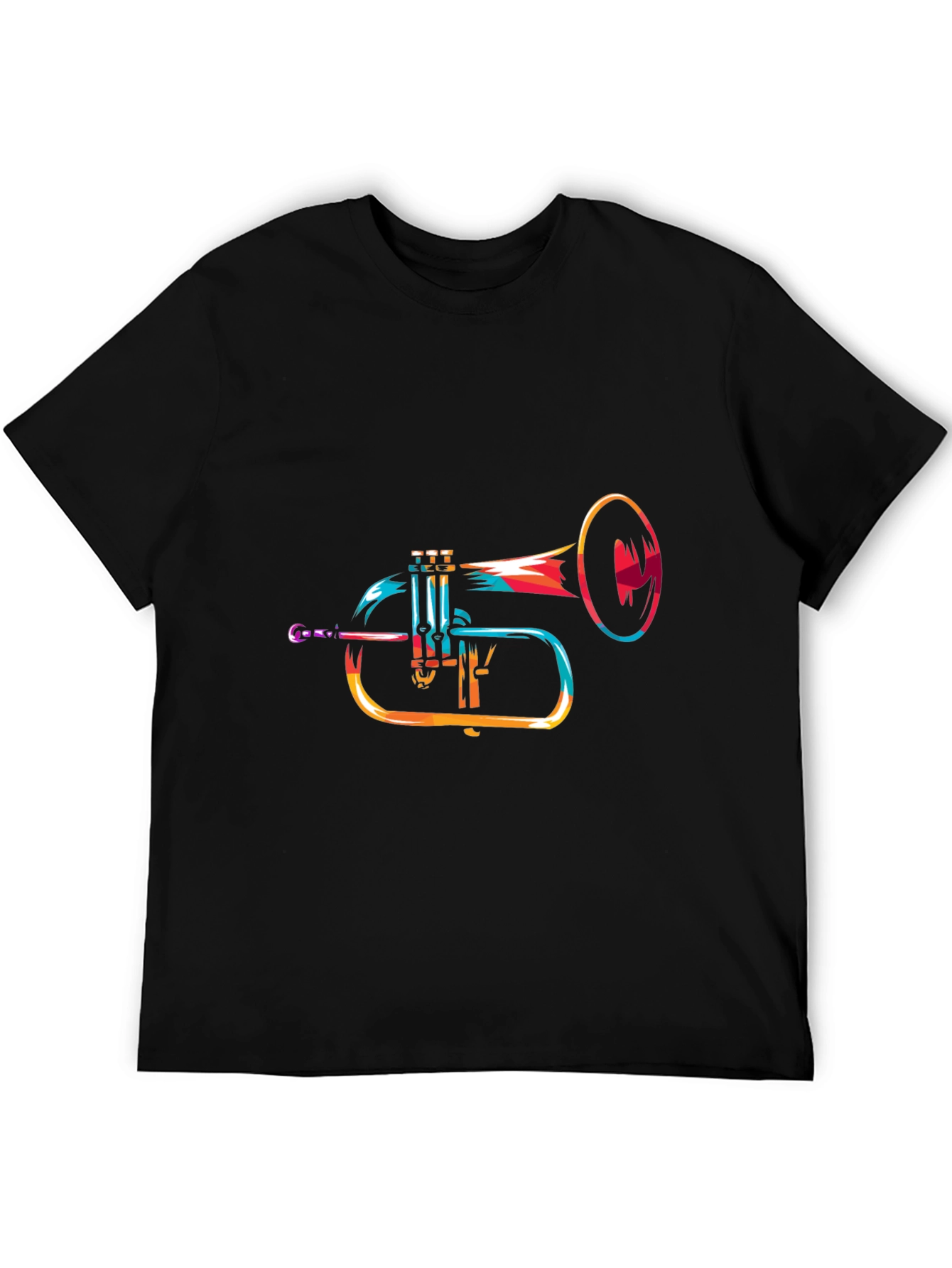 Abstract Trumpet Graphic Black T-Shirt