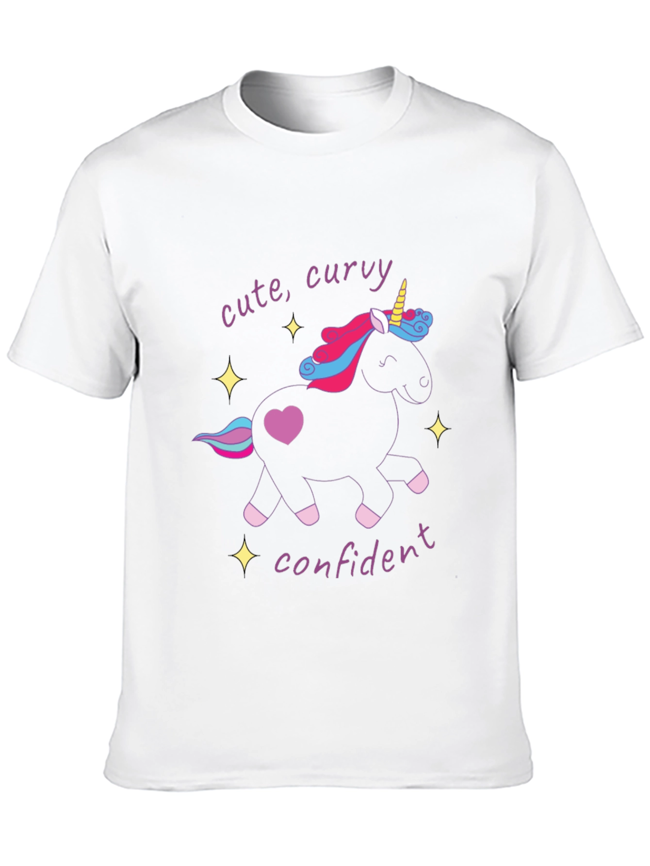 Cute Curvy Confident Unicorn Graphic T-Shirt