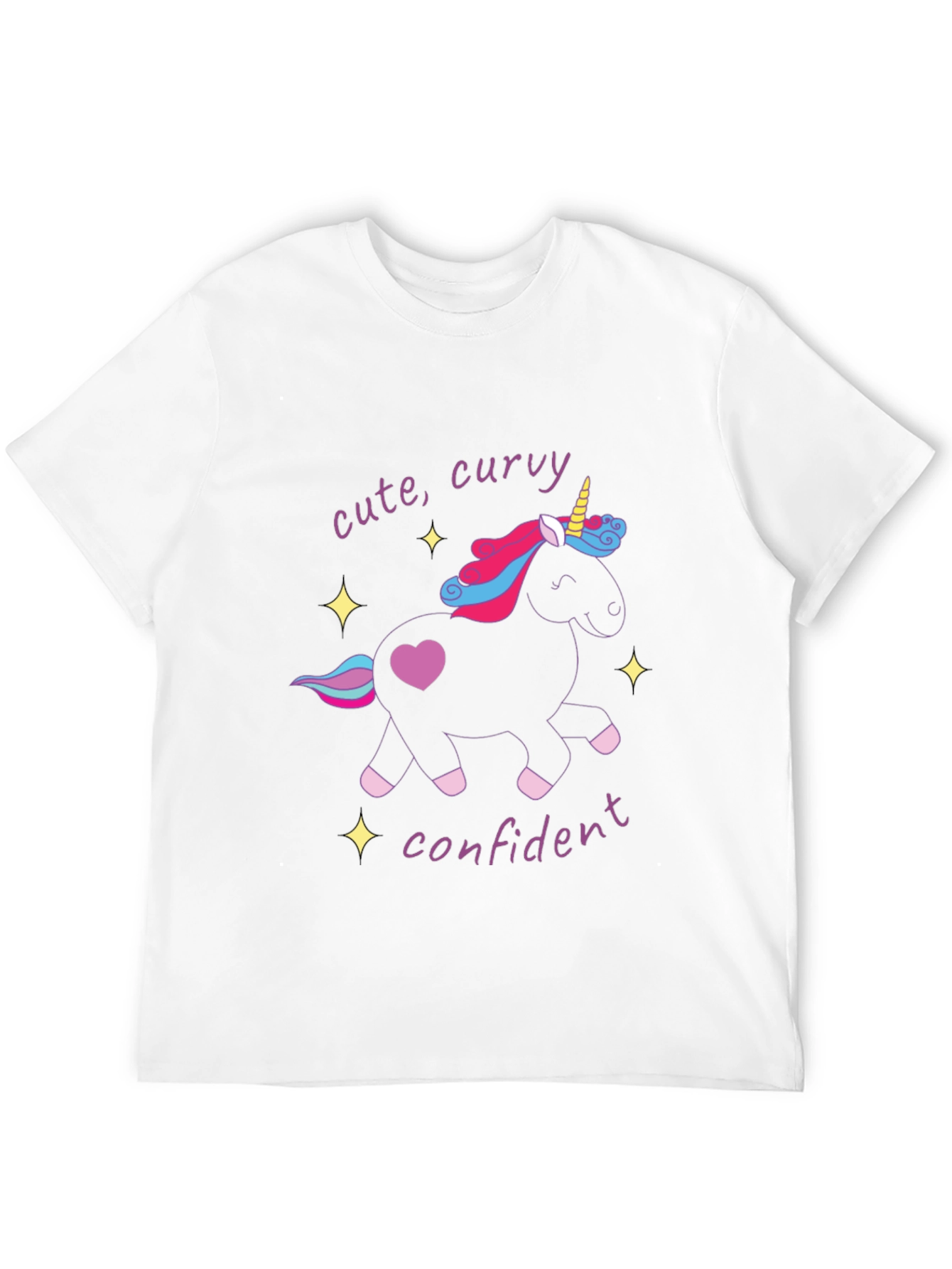 Cute Curvy Confident Unicorn Graphic T-Shirt