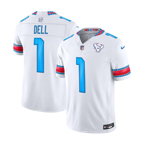 Men's Houston Texans #1 Tank Dell White 2026 F.U.S.E. Rivalries Collection Limited Football Stitched Jersey
