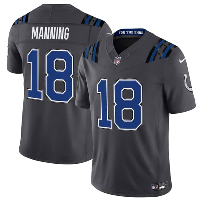 Men's Indianapolis Colts #18 Peyton Manning Dark Gray 2026 F.U.S.E. Rivalries Collection Limited Football Stitched Jersey