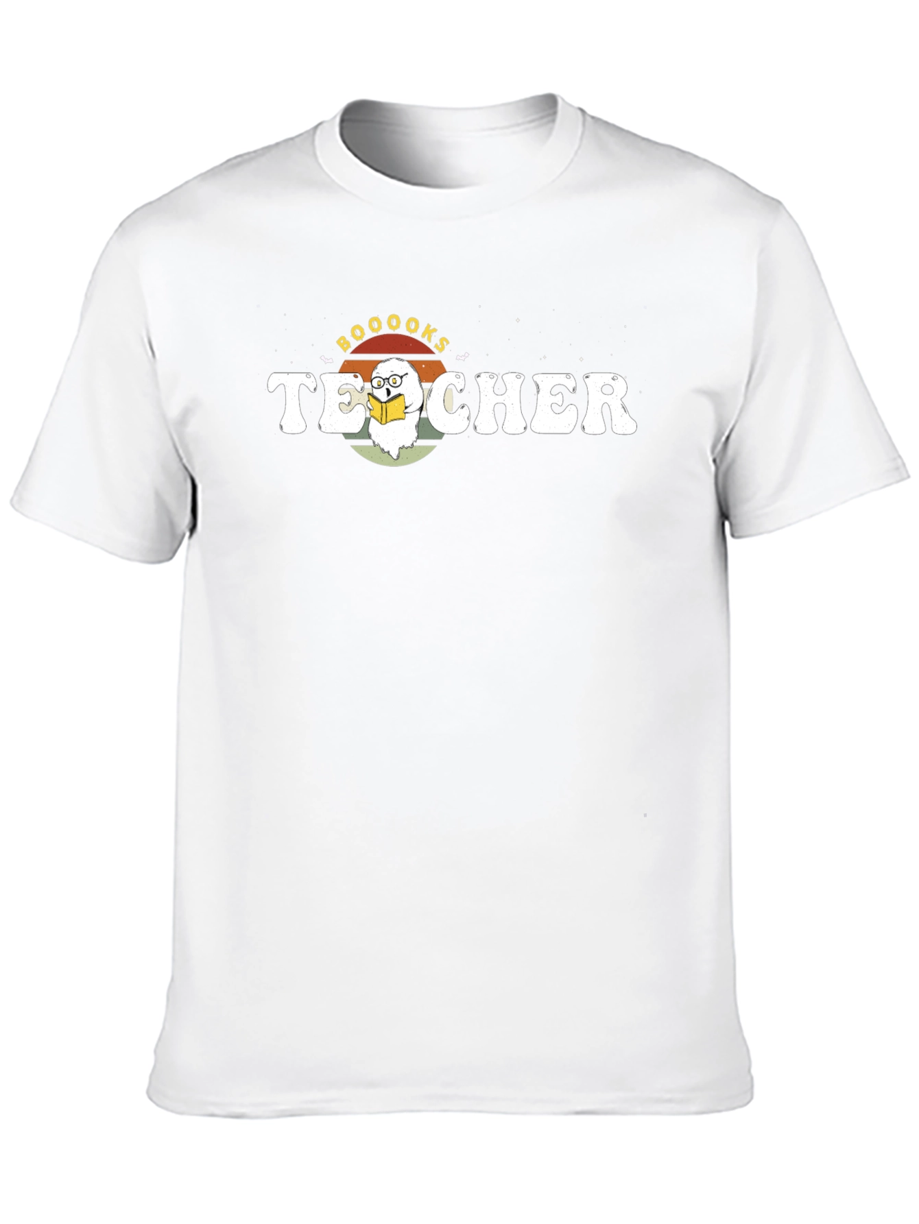 Booooks Teacher T-Shirt Halloween Reading Ghost
