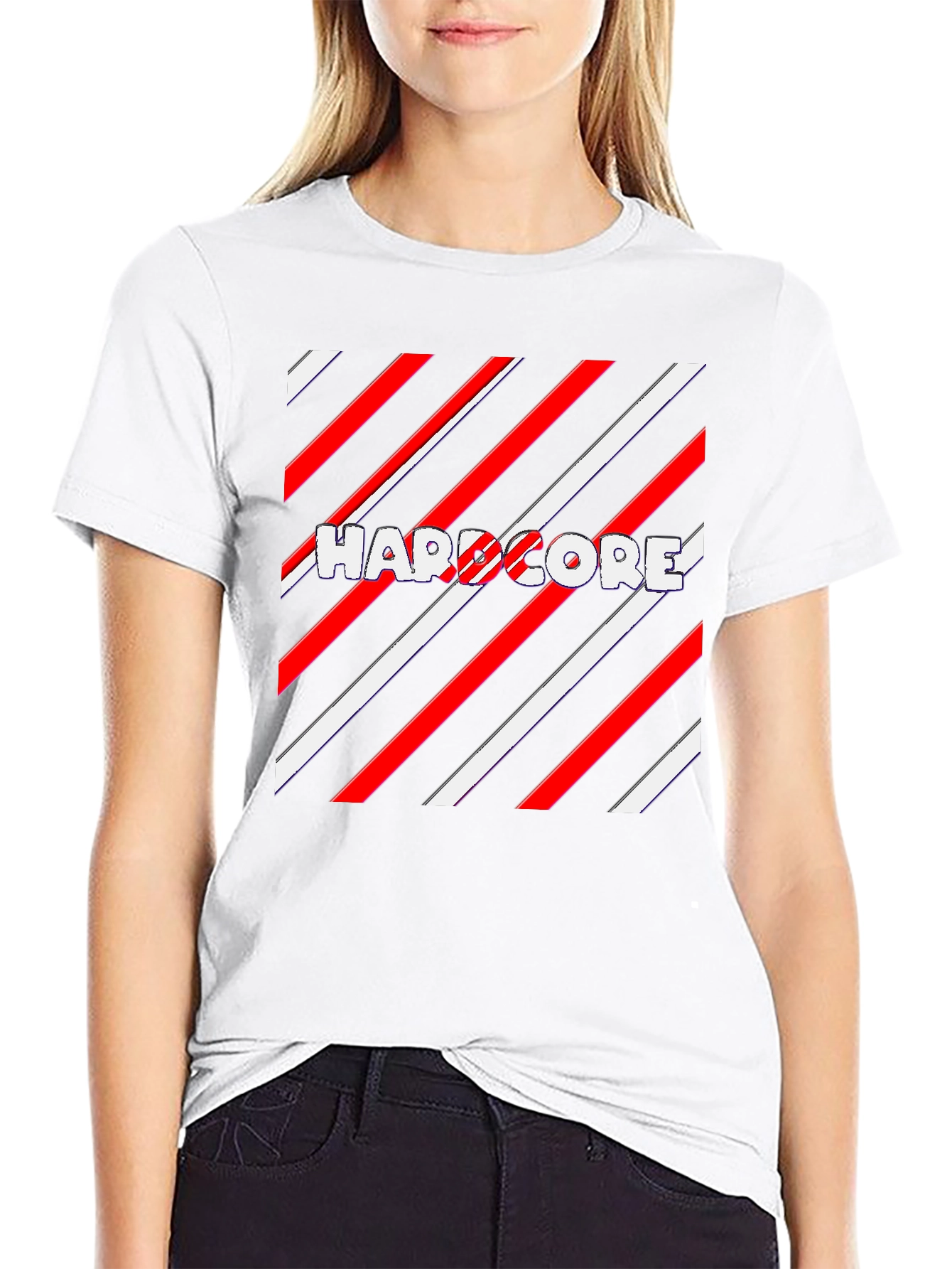 Hardcore Striped Graphic T-Shirt - Stylish Black Tee