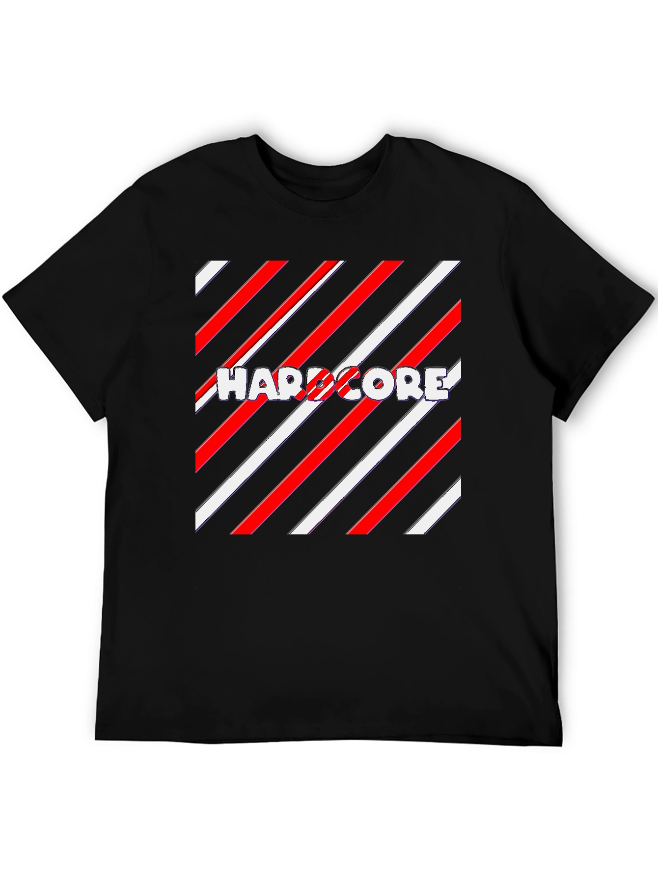 Hardcore Striped Graphic T-Shirt - Stylish Black Tee