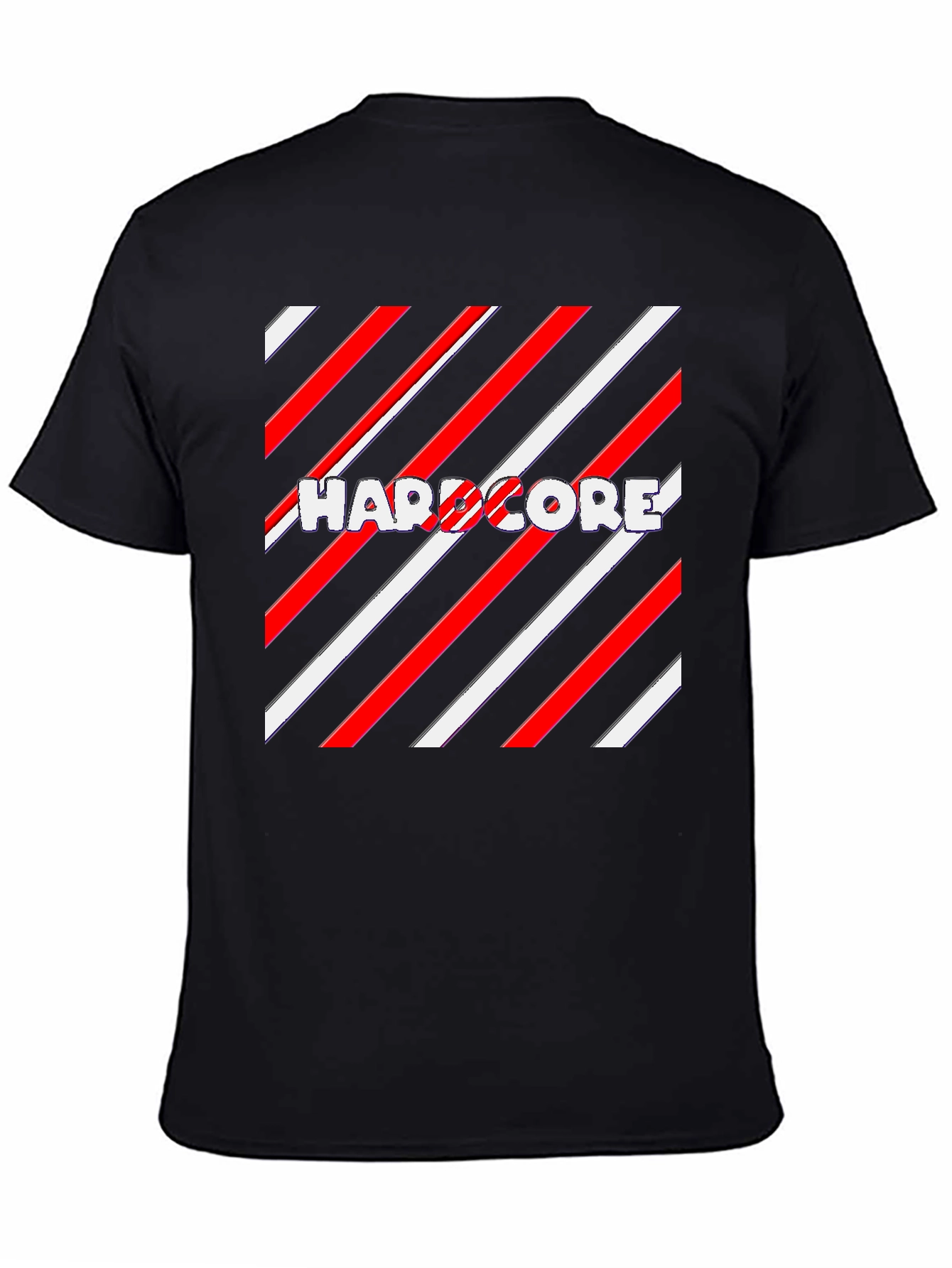 Hardcore Striped Graphic T-Shirt - Stylish Black Tee