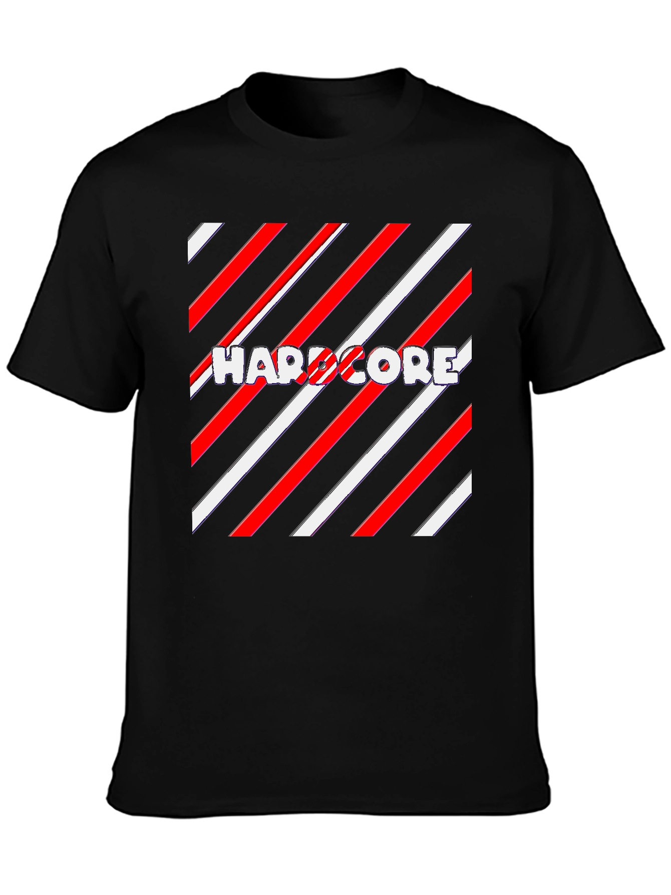 Hardcore Striped Graphic T-Shirt - Stylish Black Tee