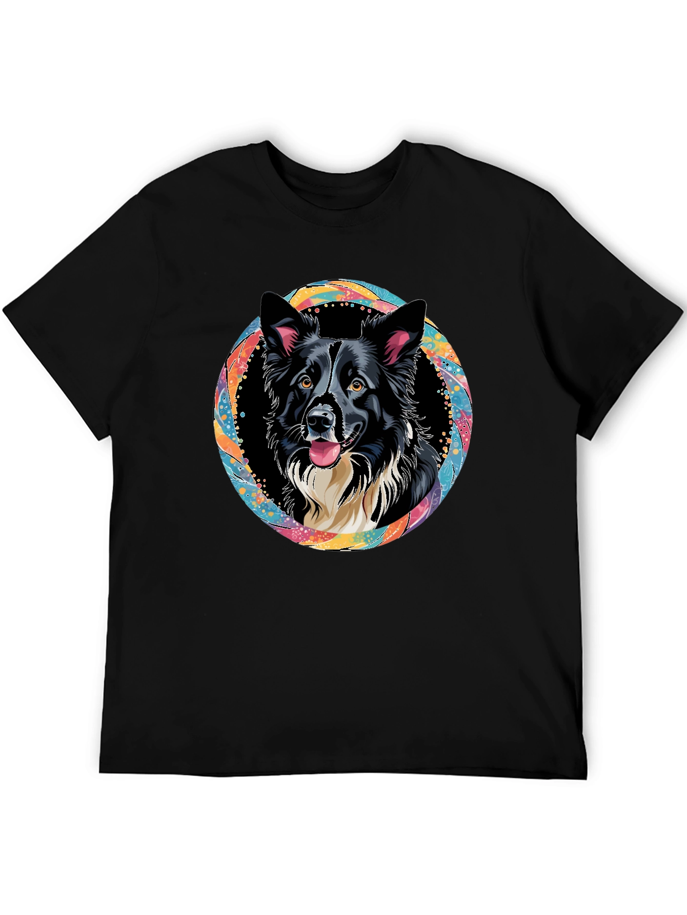 Border Collie Dog Art Graphic Black T-Shirt