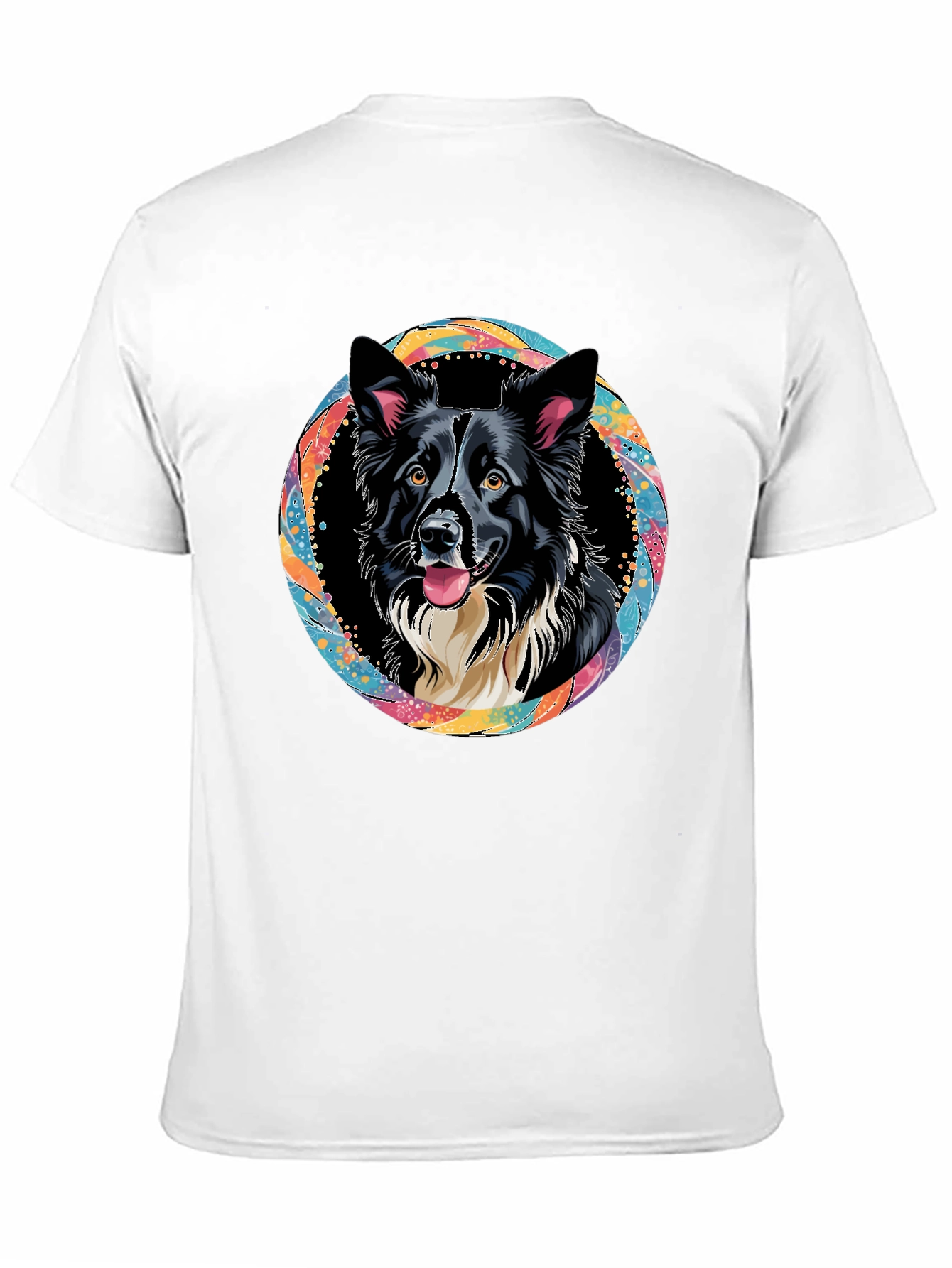 Border Collie Dog Art Graphic Black T-Shirt
