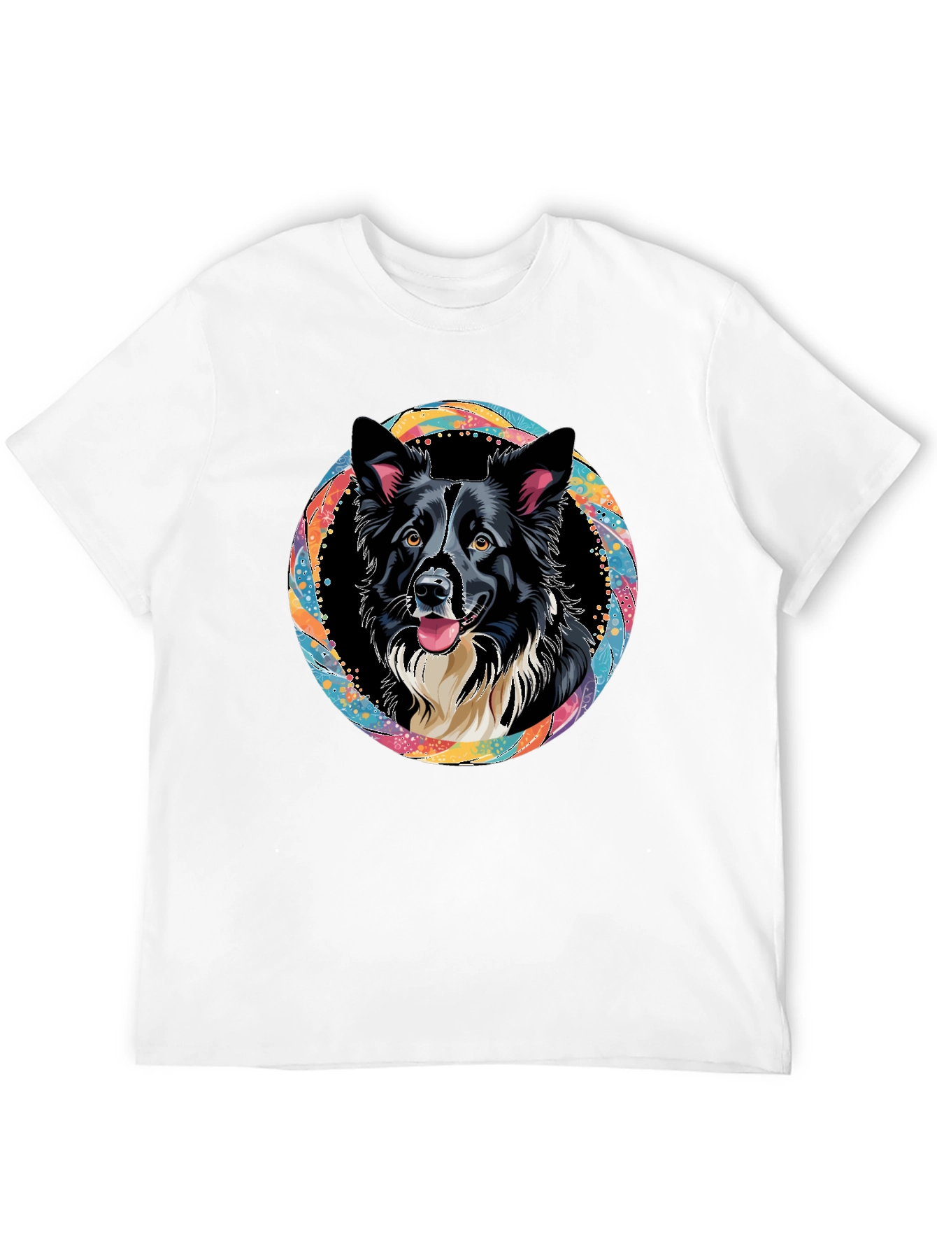 Border Collie Dog Art Graphic Black T-Shirt