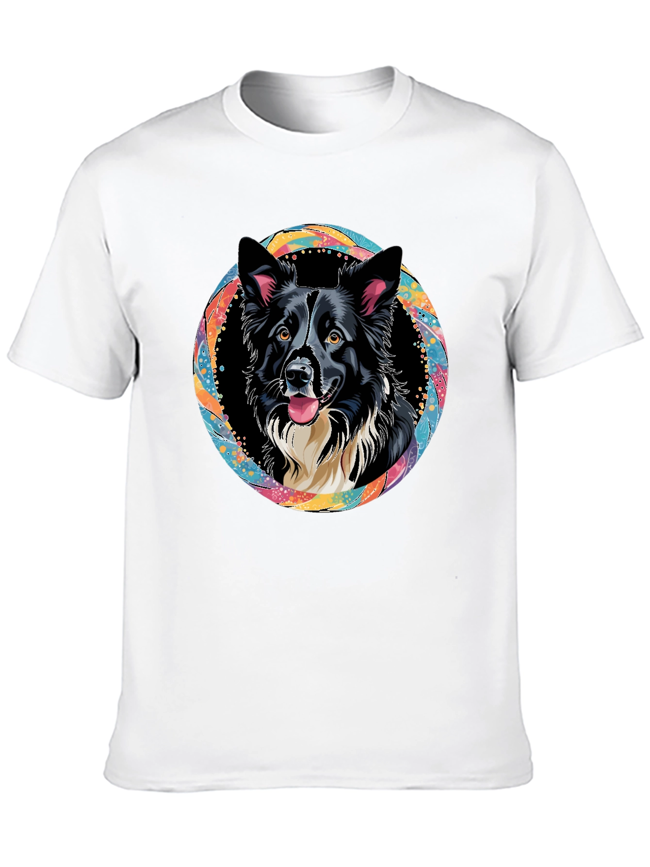 Border Collie Dog Art Graphic Black T-Shirt