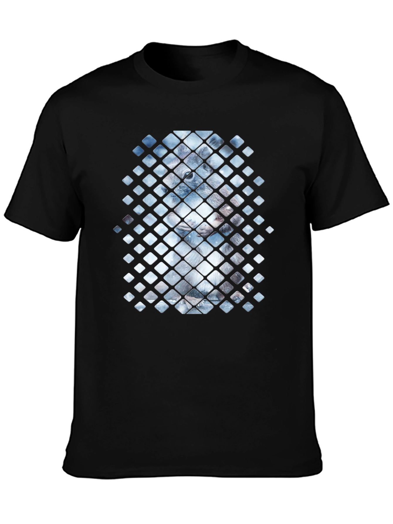 Geometric Animal Print Black Tee