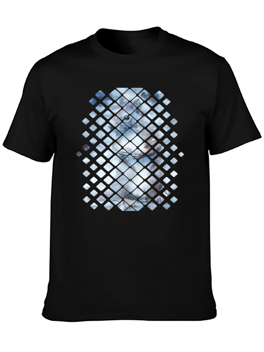 Geometric Animal Print Black Tee