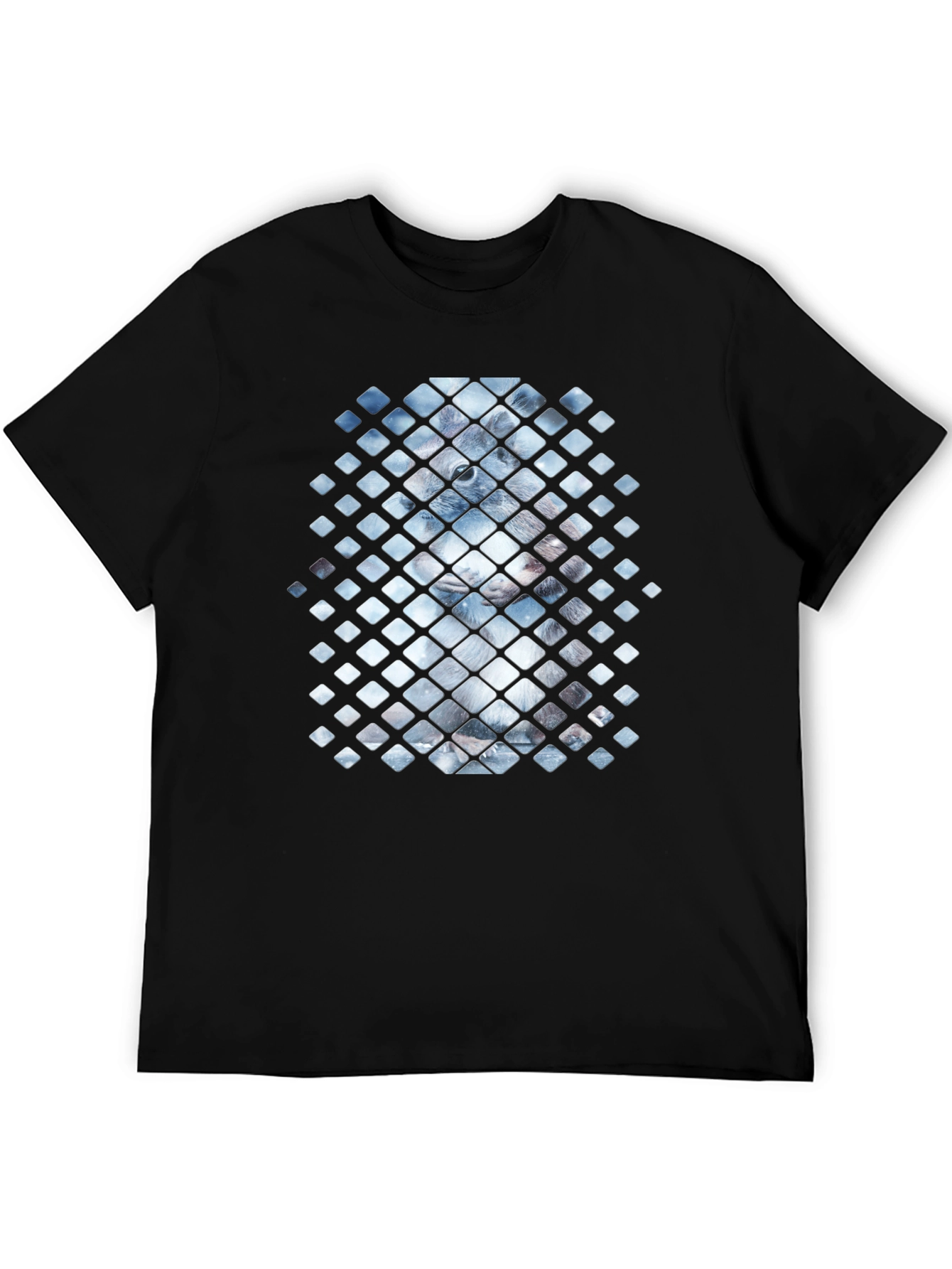 Geometric Animal Print Black Tee
