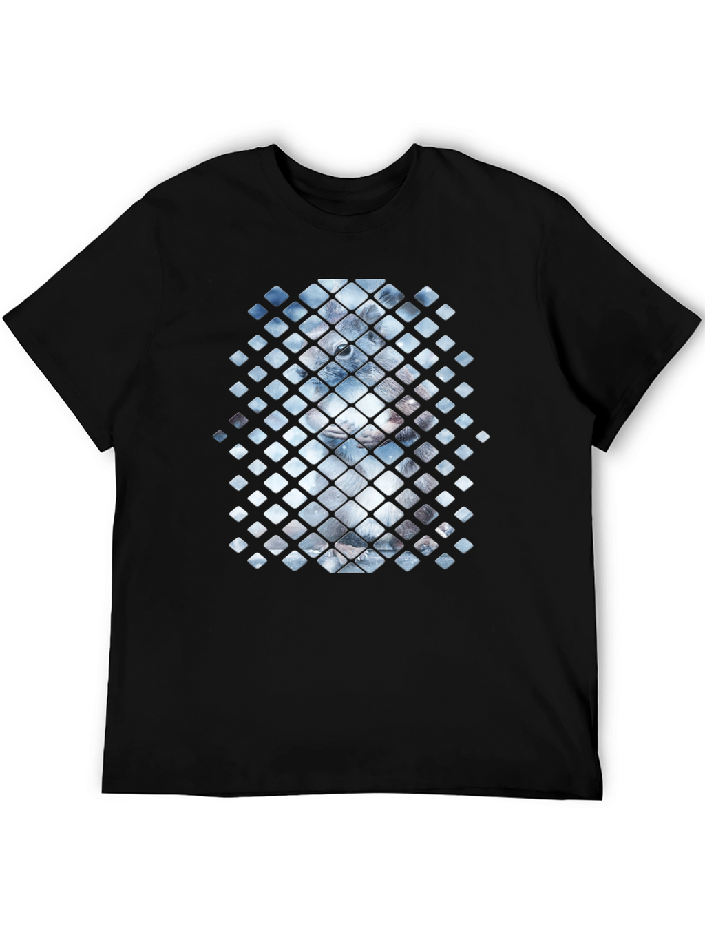 Geometric Animal Print Black Tee
