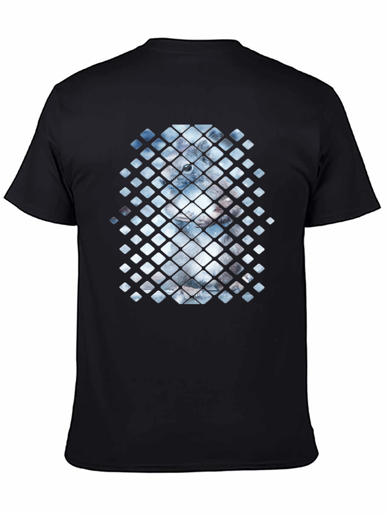 Geometric Animal Print Black Tee
