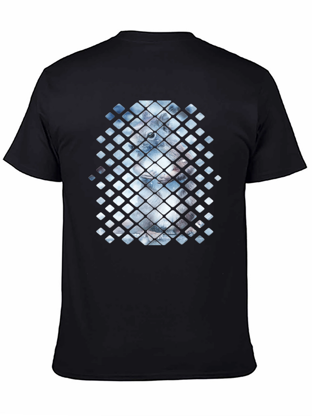 Geometric Animal Print Black Tee