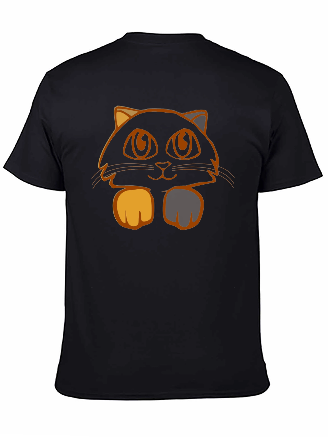 Cute Cat Graphic Tee - Black Cotton T-Shirt