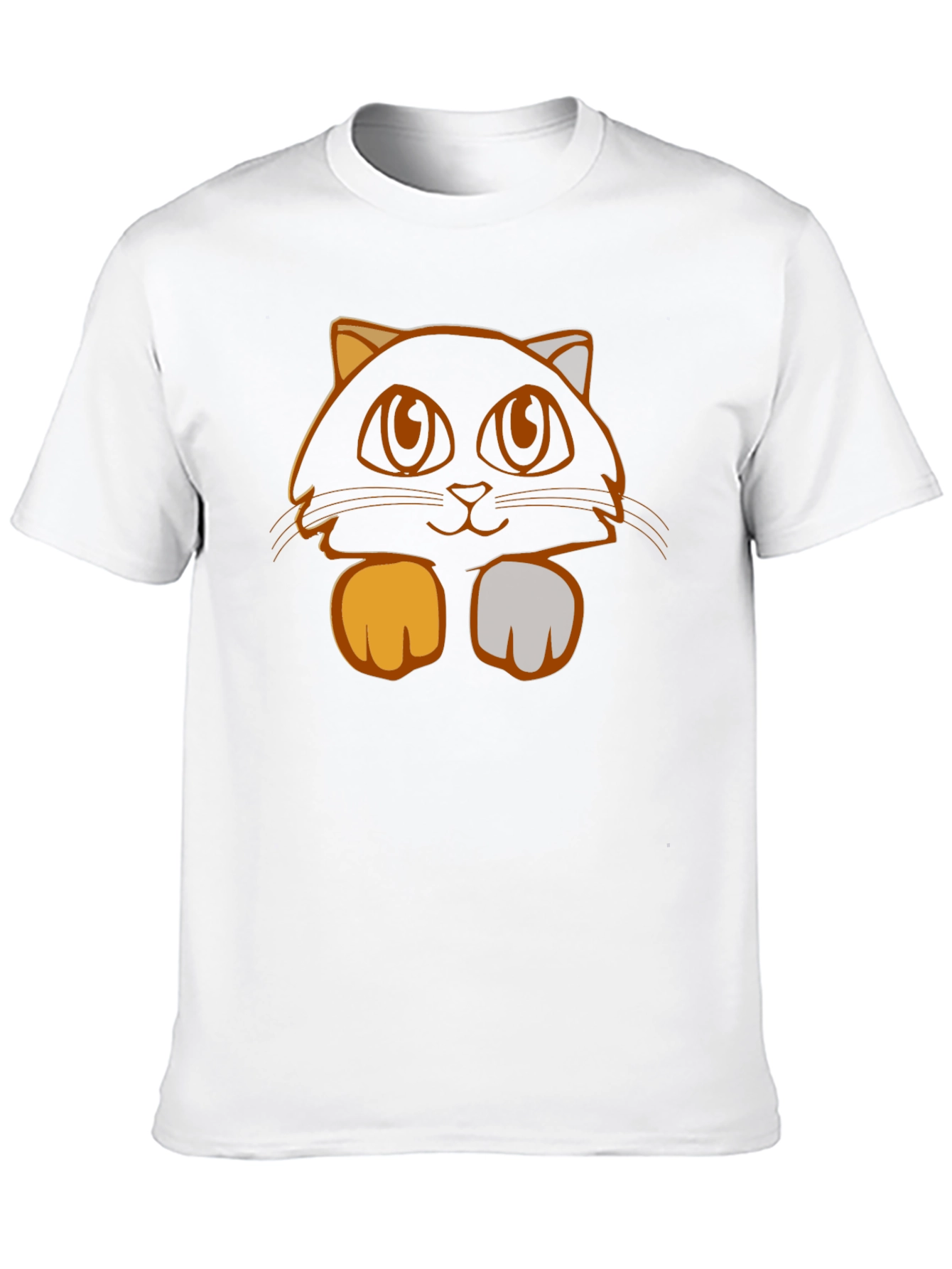 Cute Cat Graphic Tee - Black Cotton T-Shirt