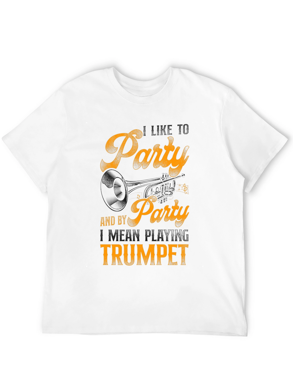 Party by Playing Trumpet Black Graphic Tee