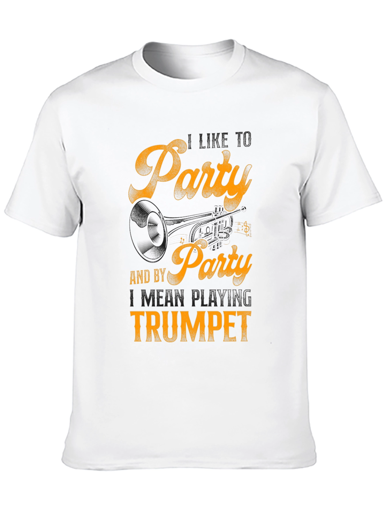 Party by Playing Trumpet Black Graphic Tee