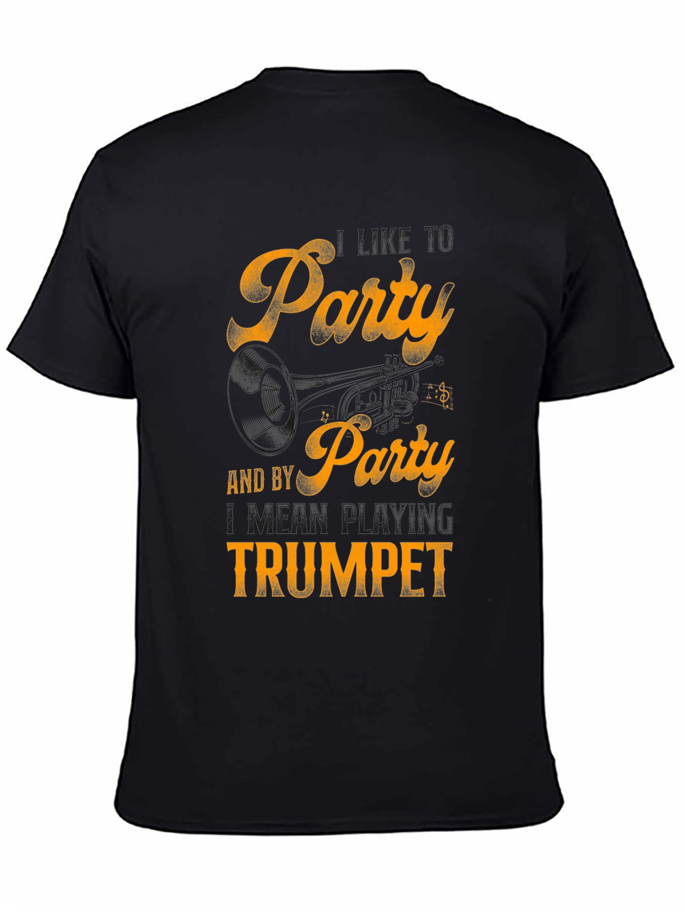 Party by Playing Trumpet Black Graphic Tee