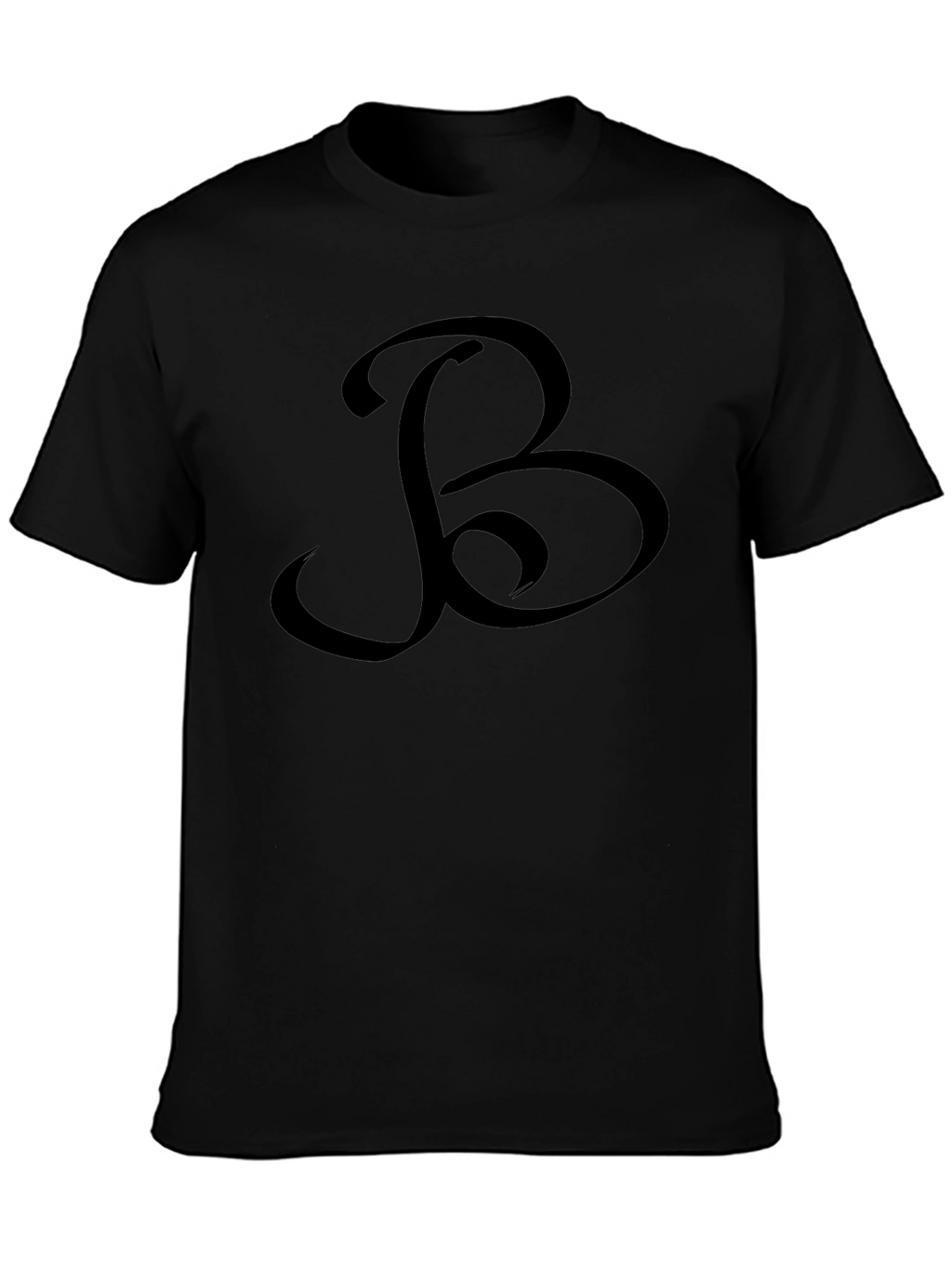 Black T-Shirt with Ornamental B Design