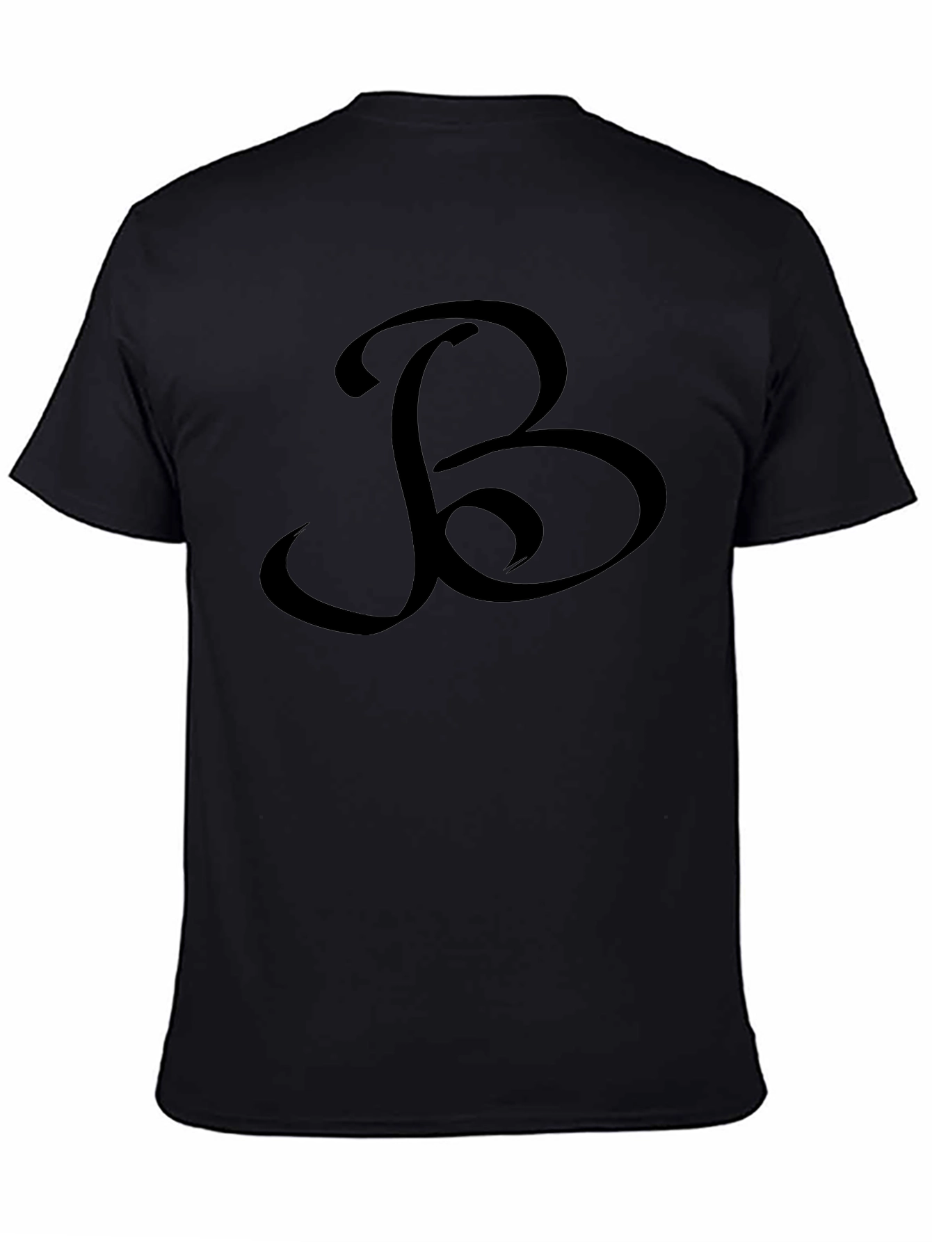 Black T-Shirt with Ornamental B Design