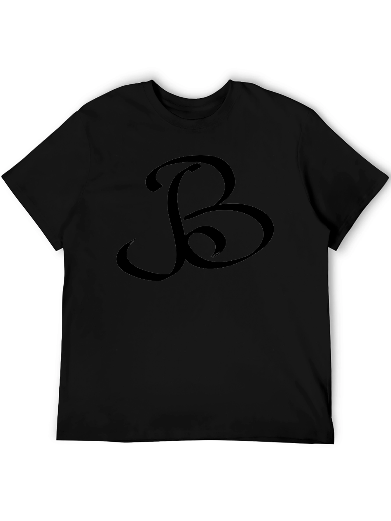 Black T-Shirt with Ornamental B Design