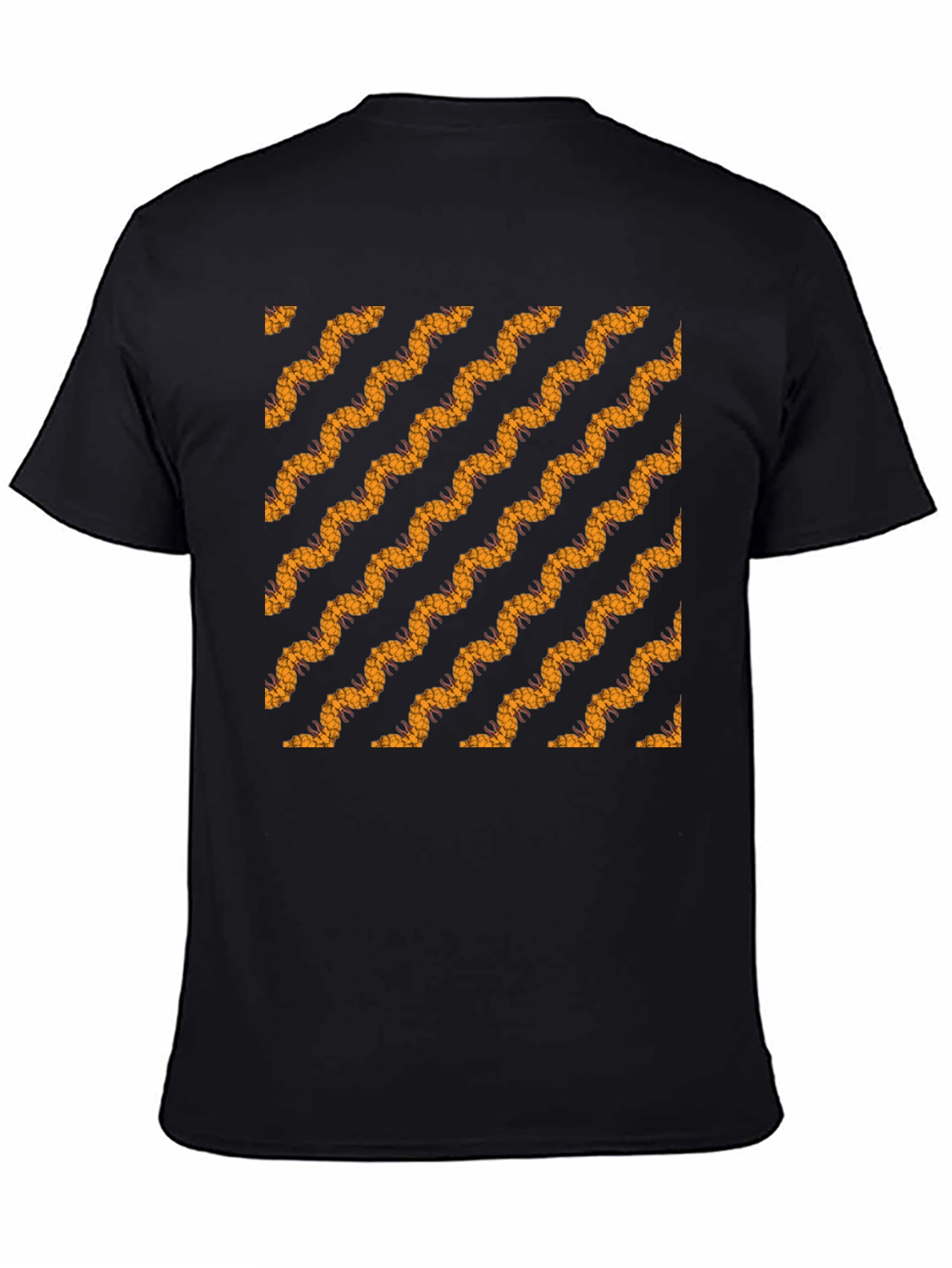 Black Tee with Bold Wavy Pattern