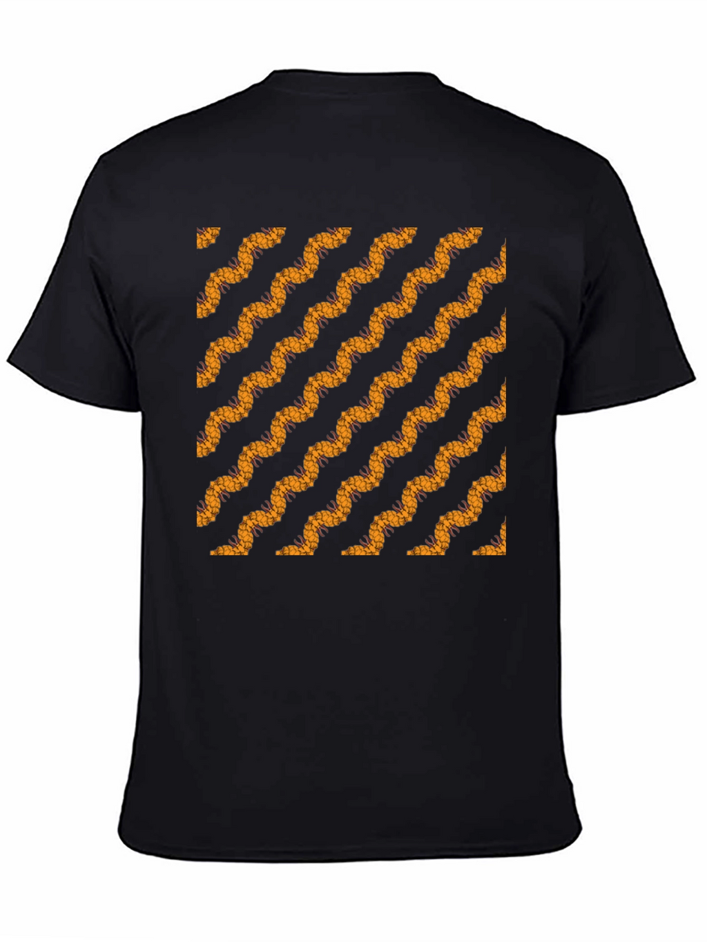 Black Tee with Bold Wavy Pattern