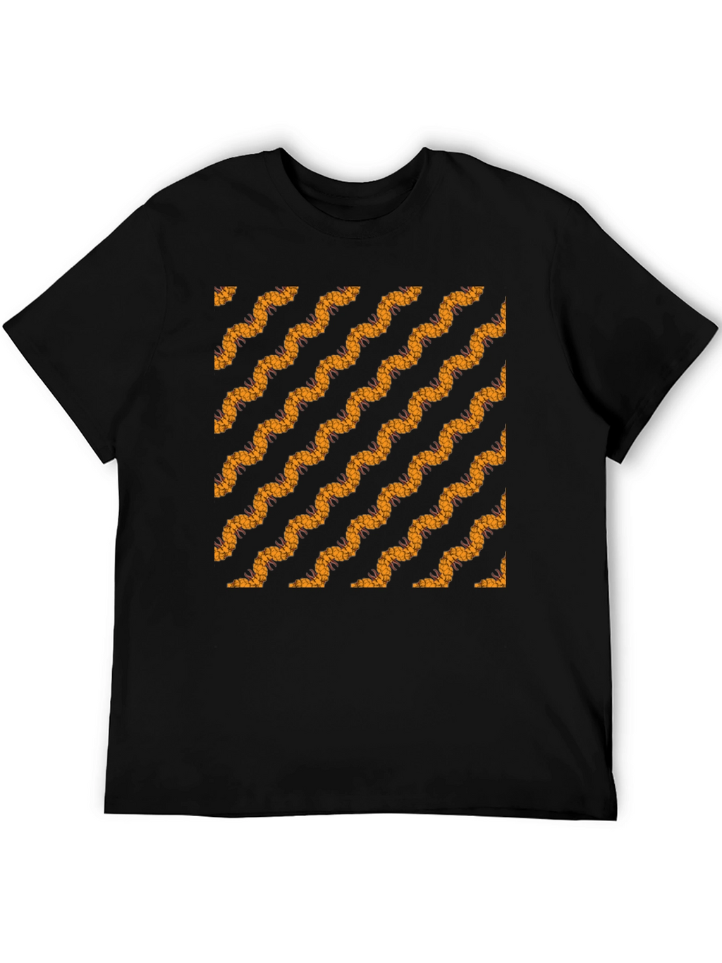 Black Tee with Bold Wavy Pattern