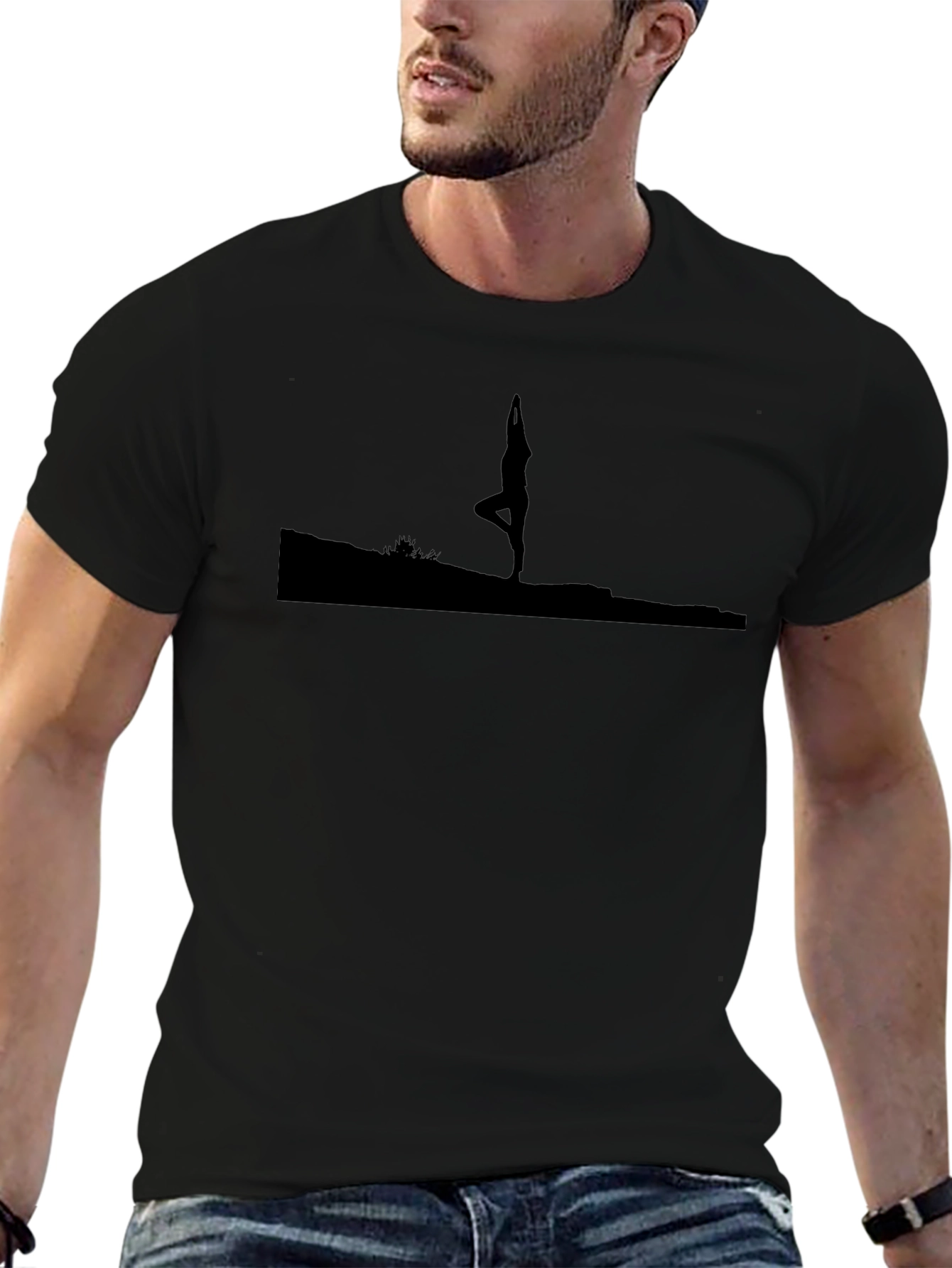 Yoga Silhouette Graphic Black T-Shirt