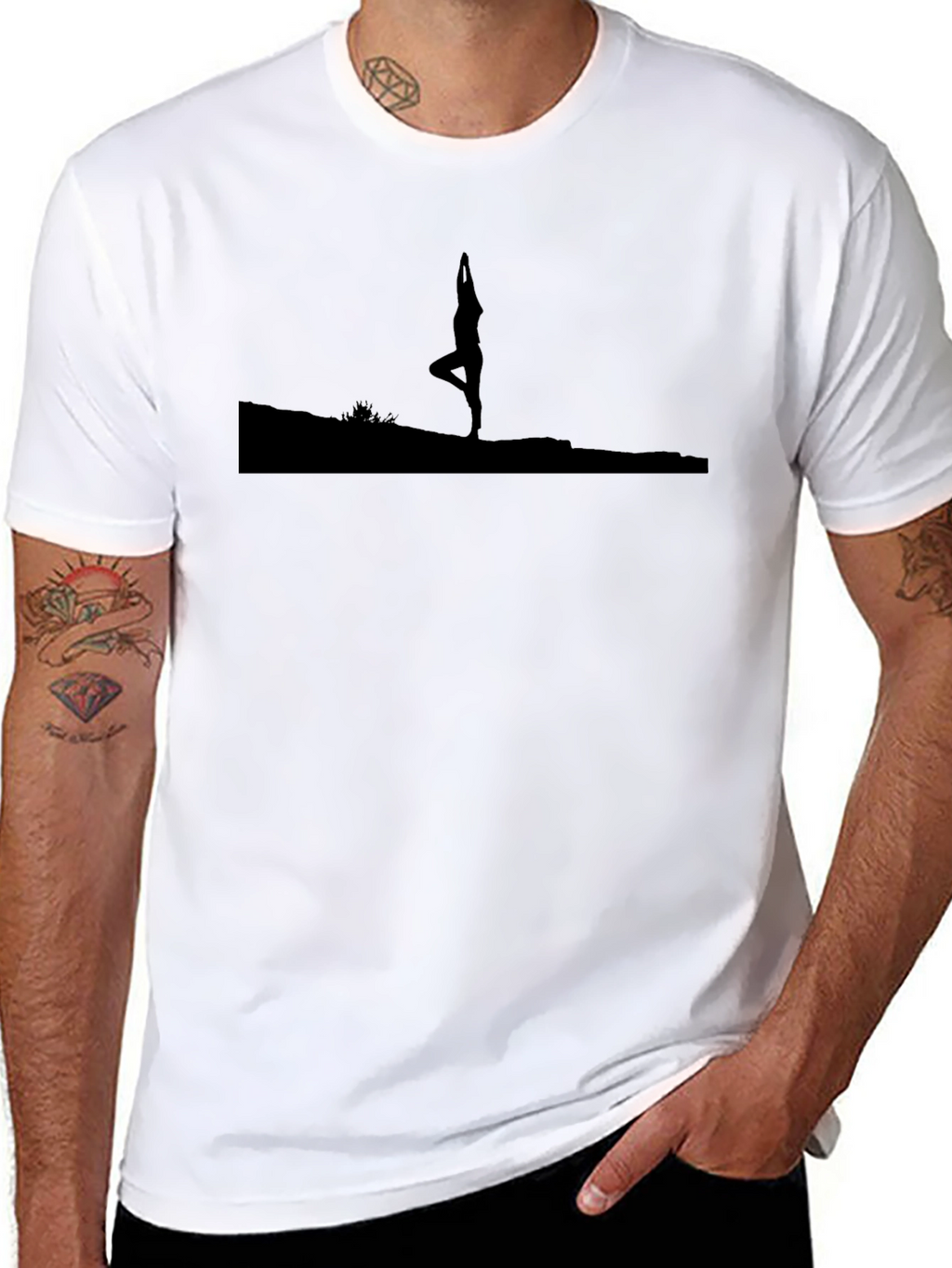 Yoga Silhouette Graphic Black T-Shirt