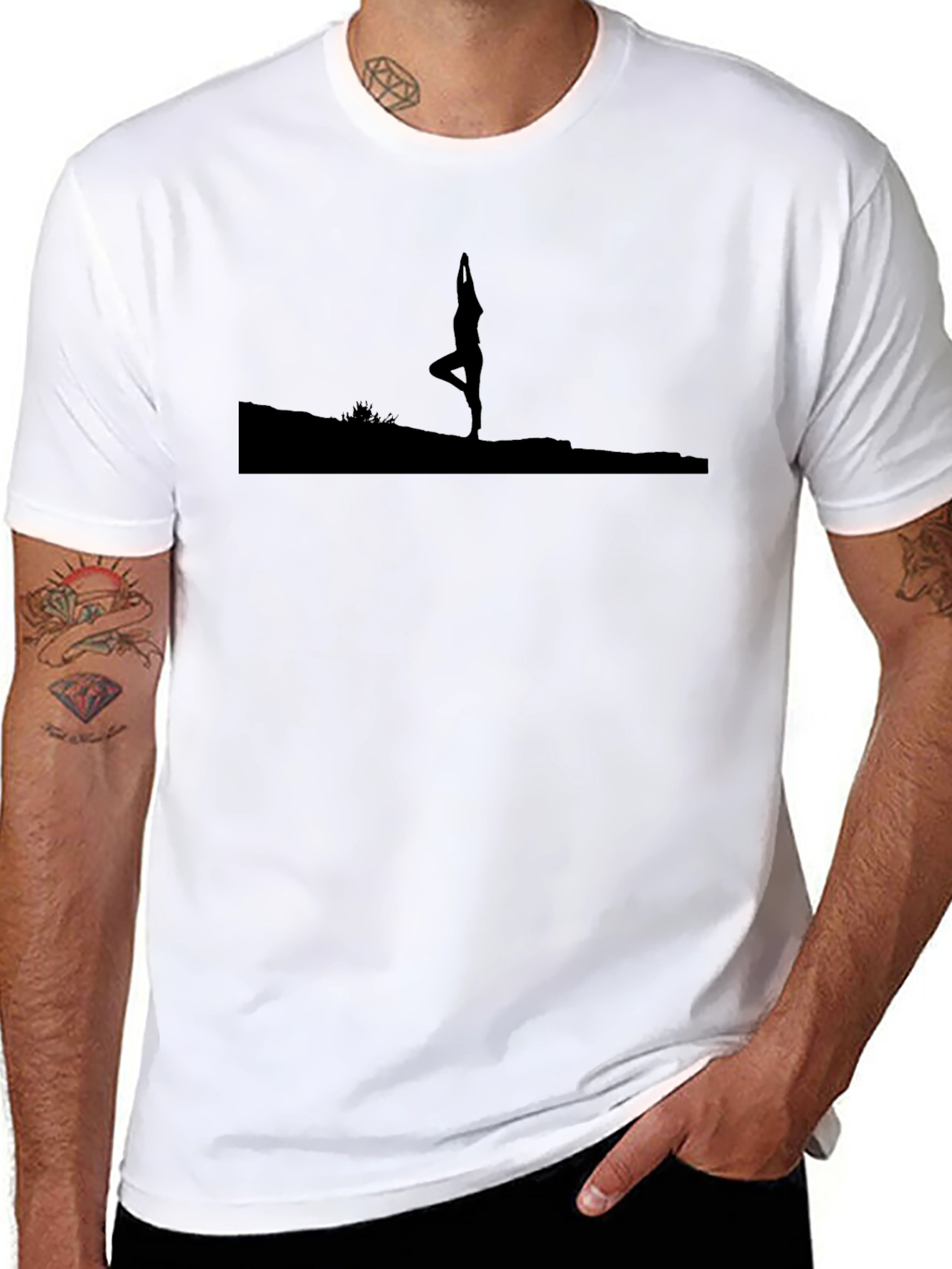 Yoga Silhouette Graphic Black T-Shirt