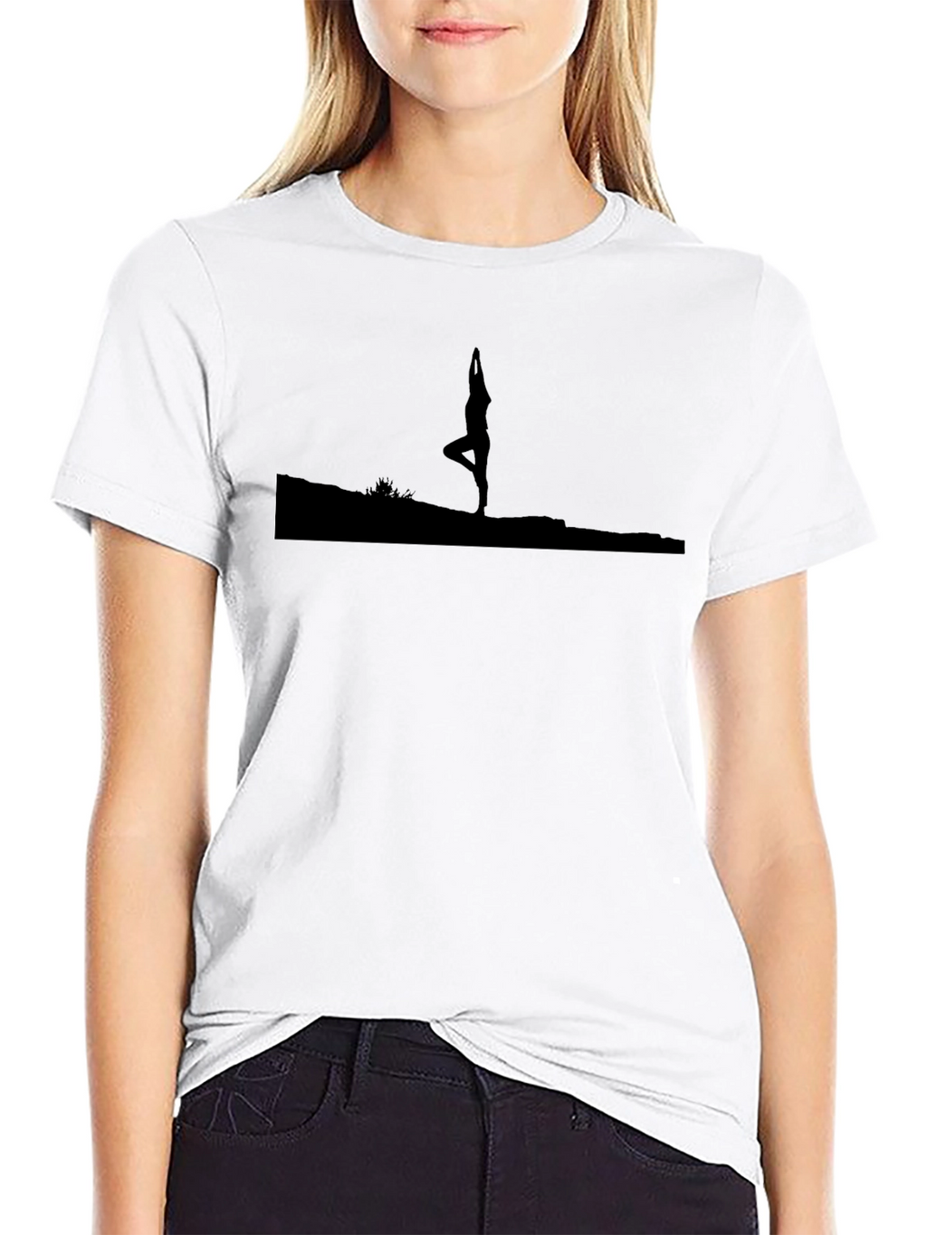 Yoga Silhouette Graphic Black T-Shirt