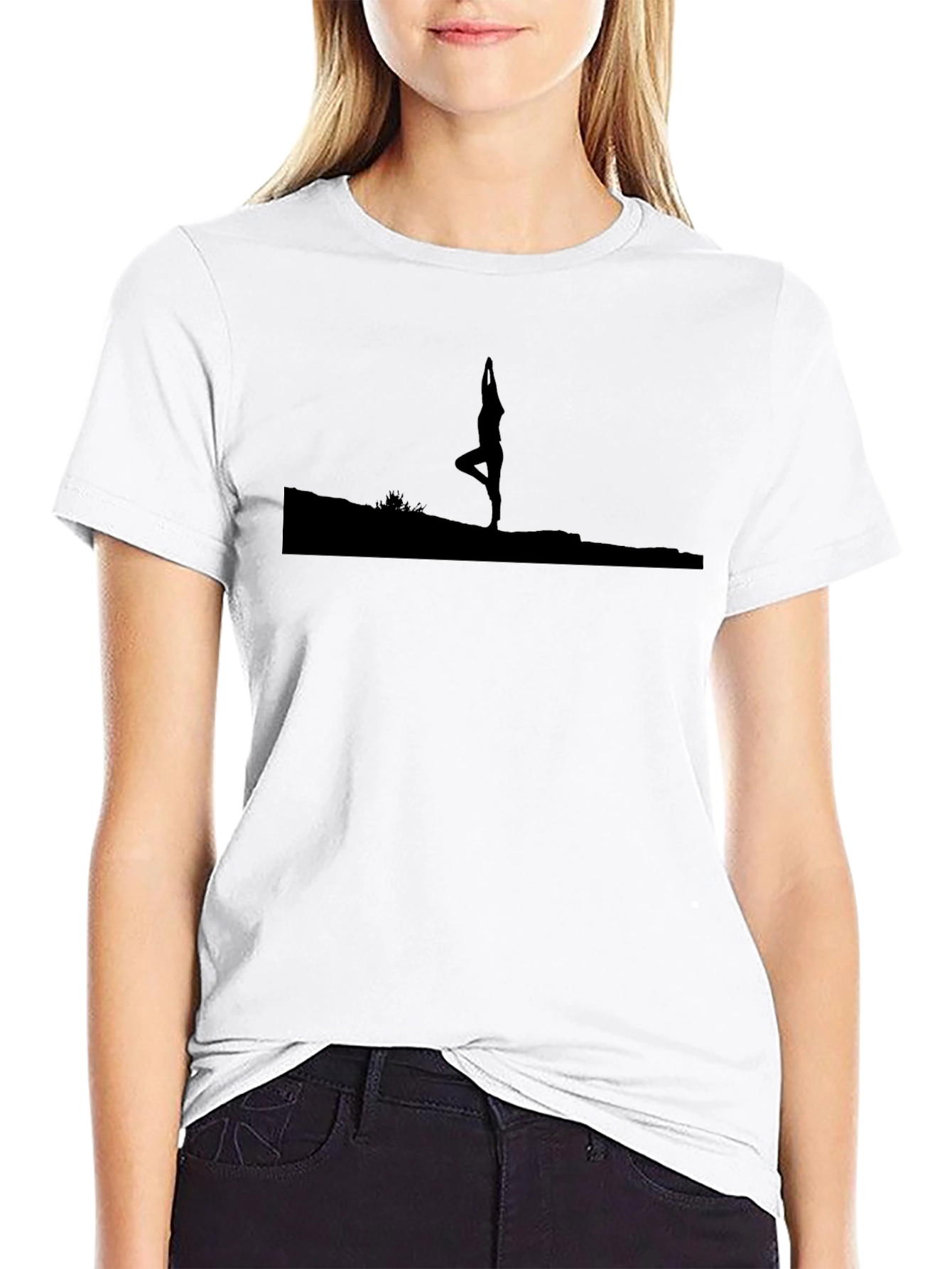 Yoga Silhouette Graphic Black T-Shirt