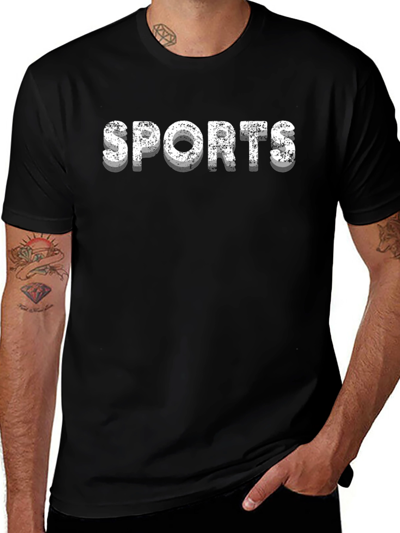 Sports Graphic Tee - Black Cotton T-Shirt