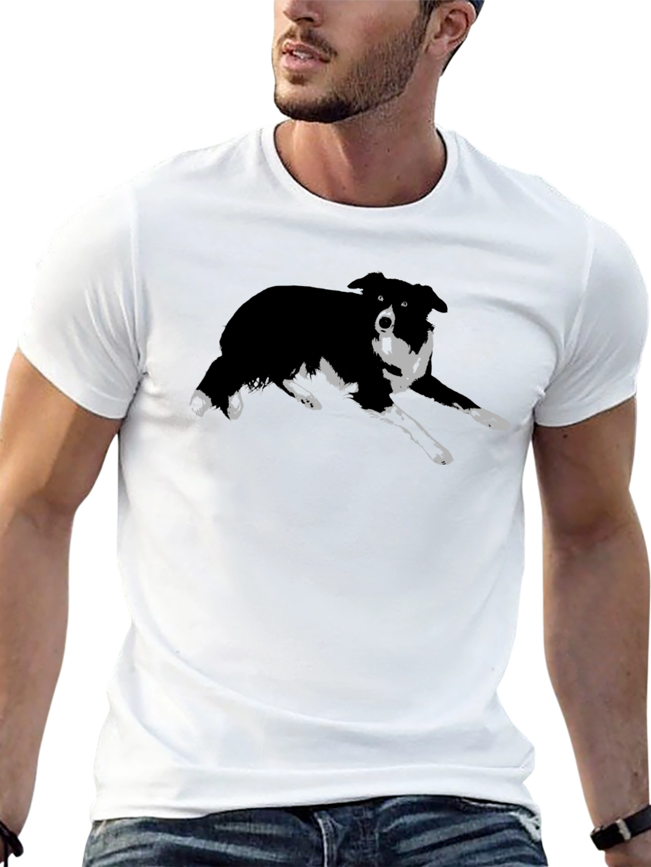 Border Collie Graphic Tee - Black Cotton Blend