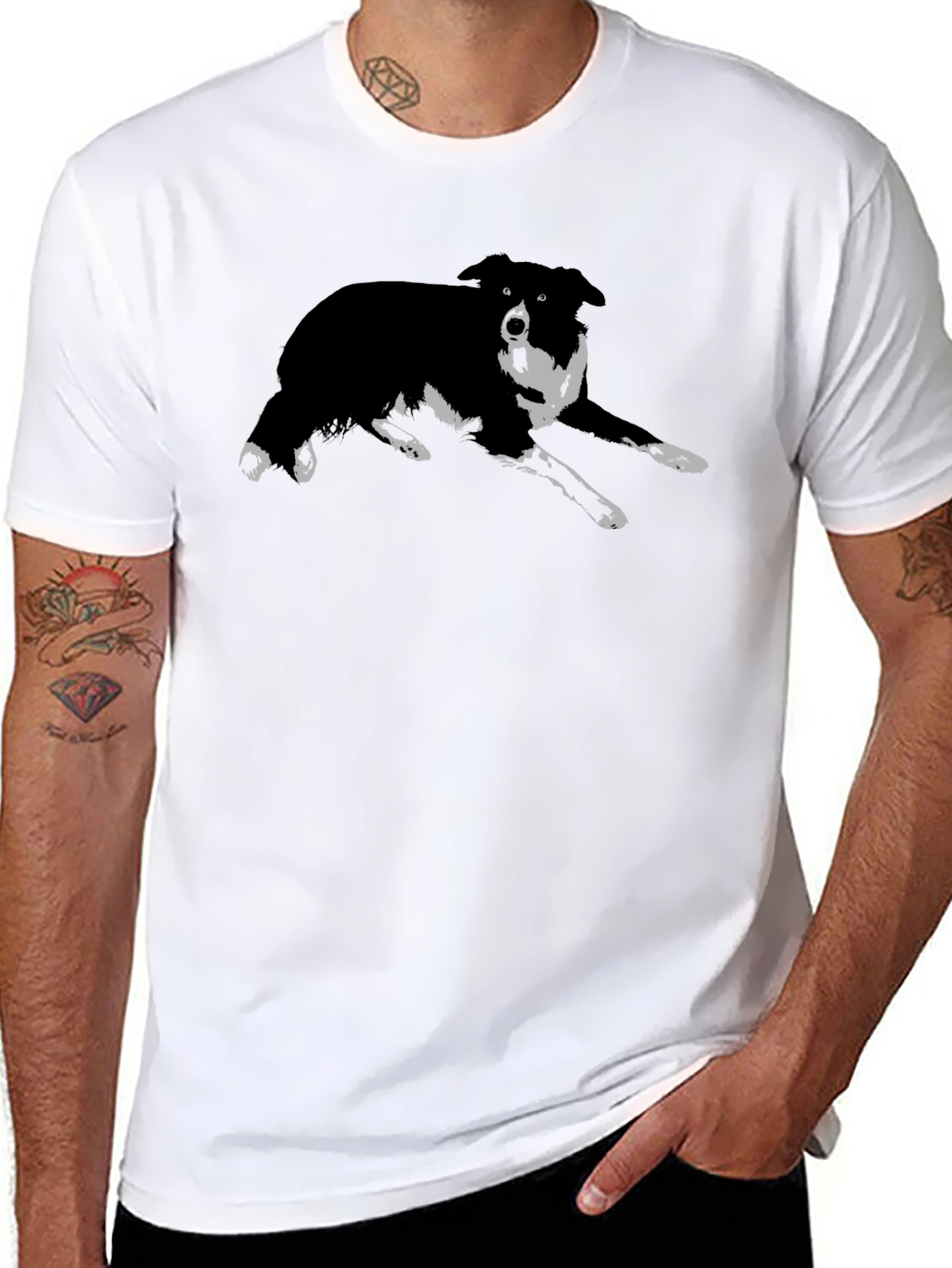 Border Collie Graphic Tee - Black Cotton Blend