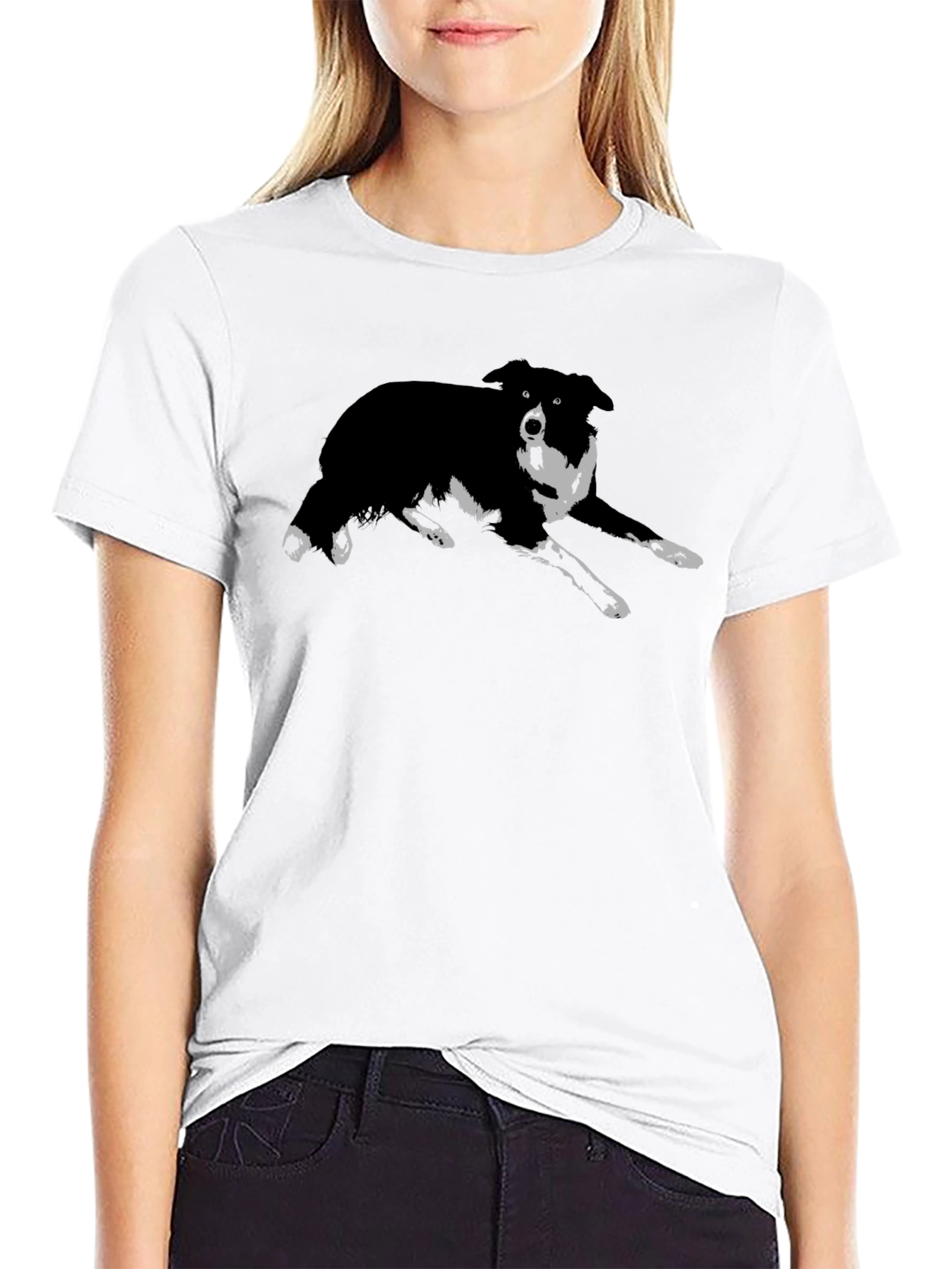 Border Collie Graphic Tee - Black Cotton Blend