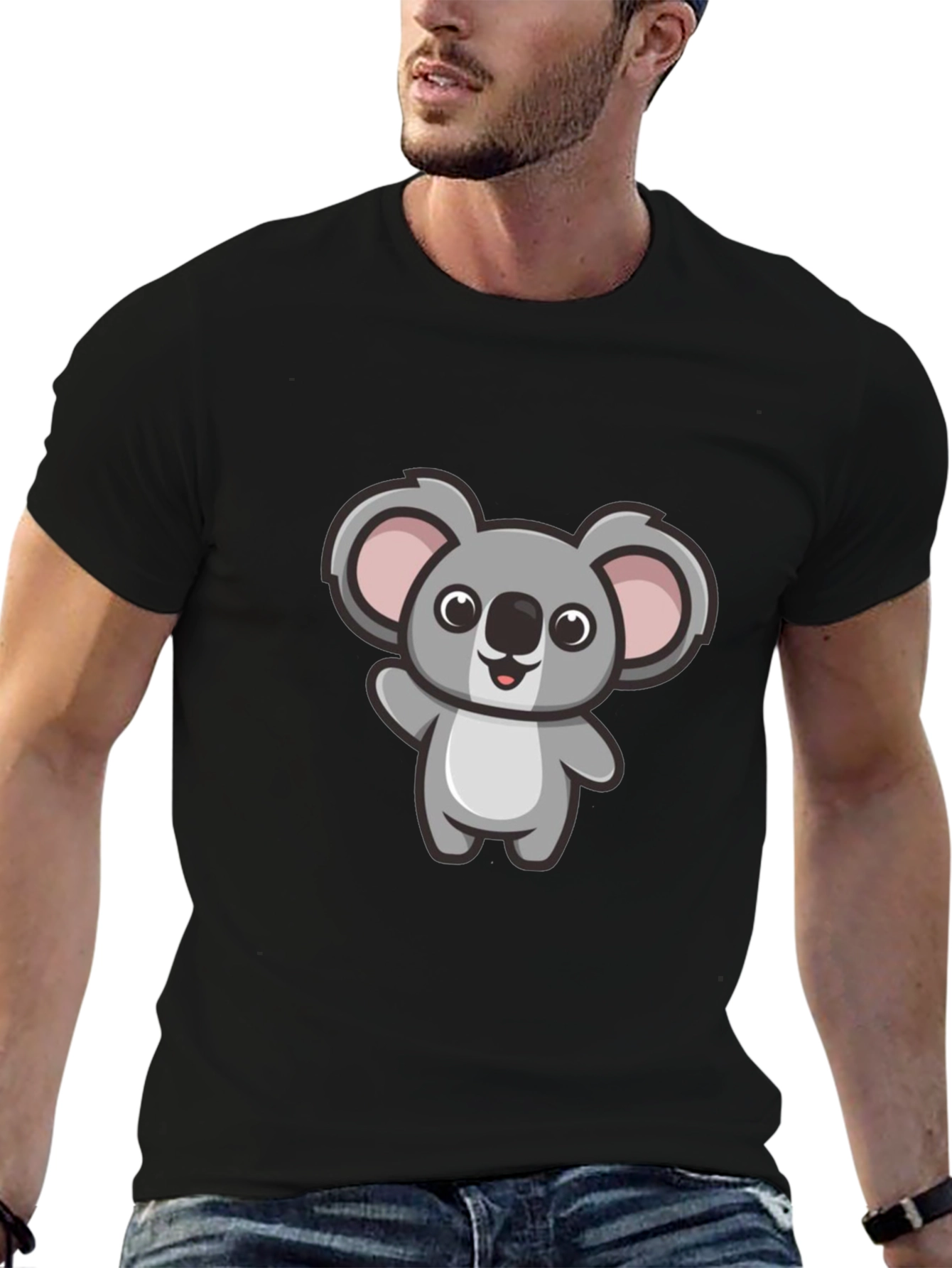 Cute Koala Graphic Tee - Mens Black T-Shirt