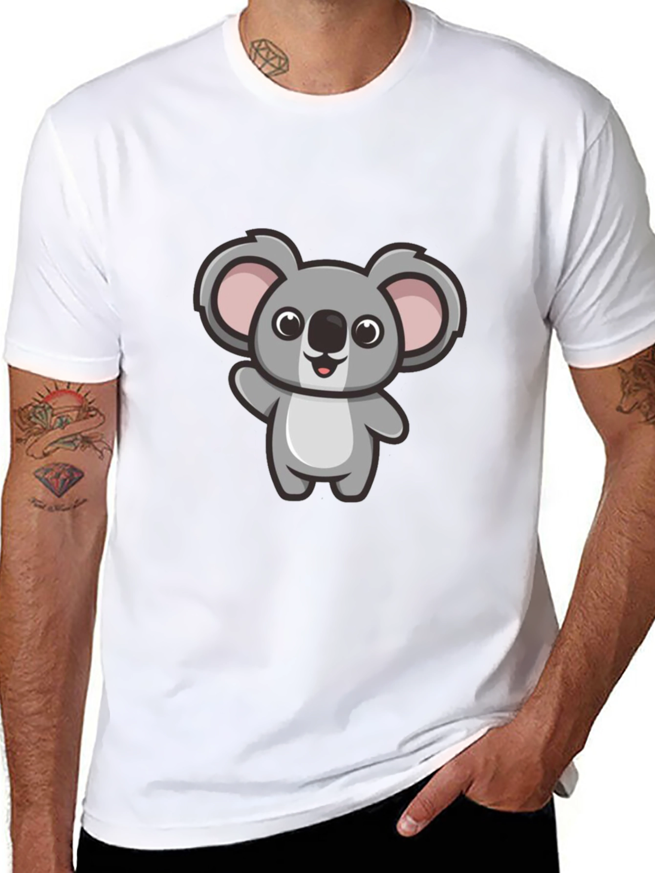 Cute Koala Graphic Tee - Mens Black T-Shirt