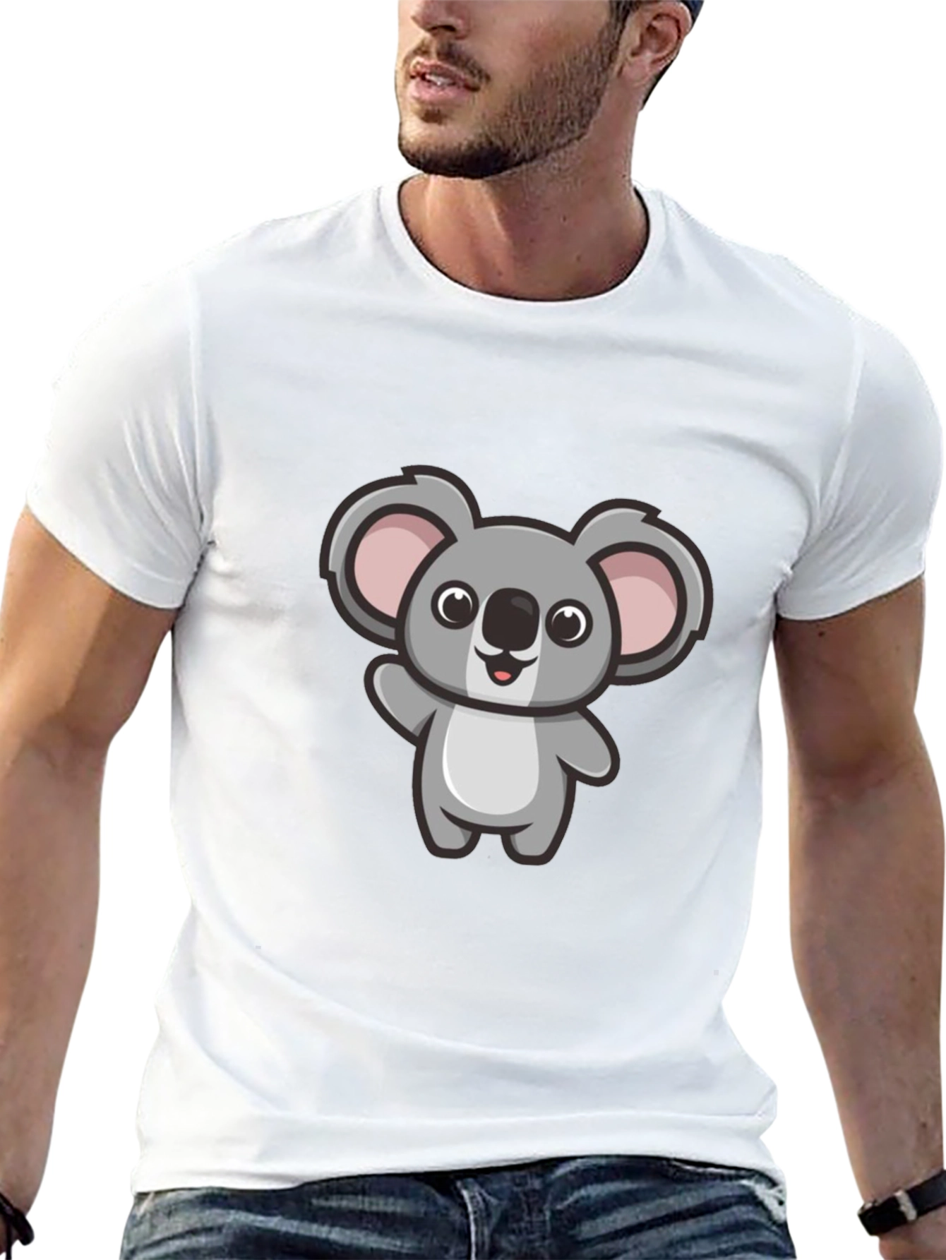 Cute Koala Graphic Tee - Mens Black T-Shirt