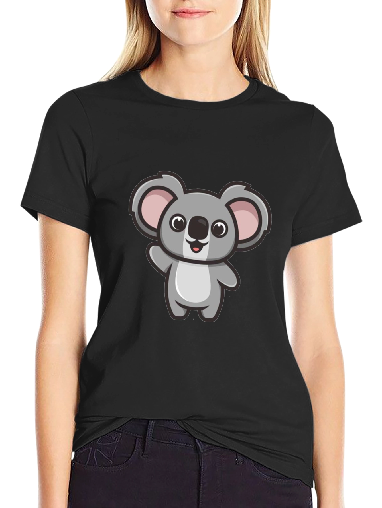 Cute Koala Graphic Tee - Mens Black T-Shirt