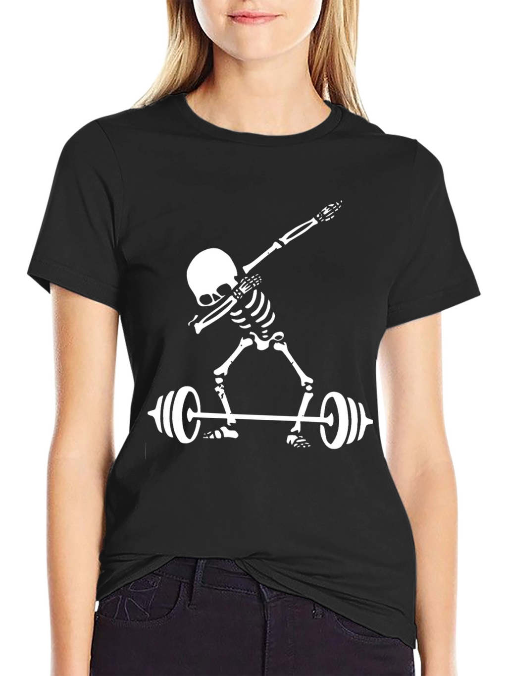 Skeleton Lifting Black Graphic Tee