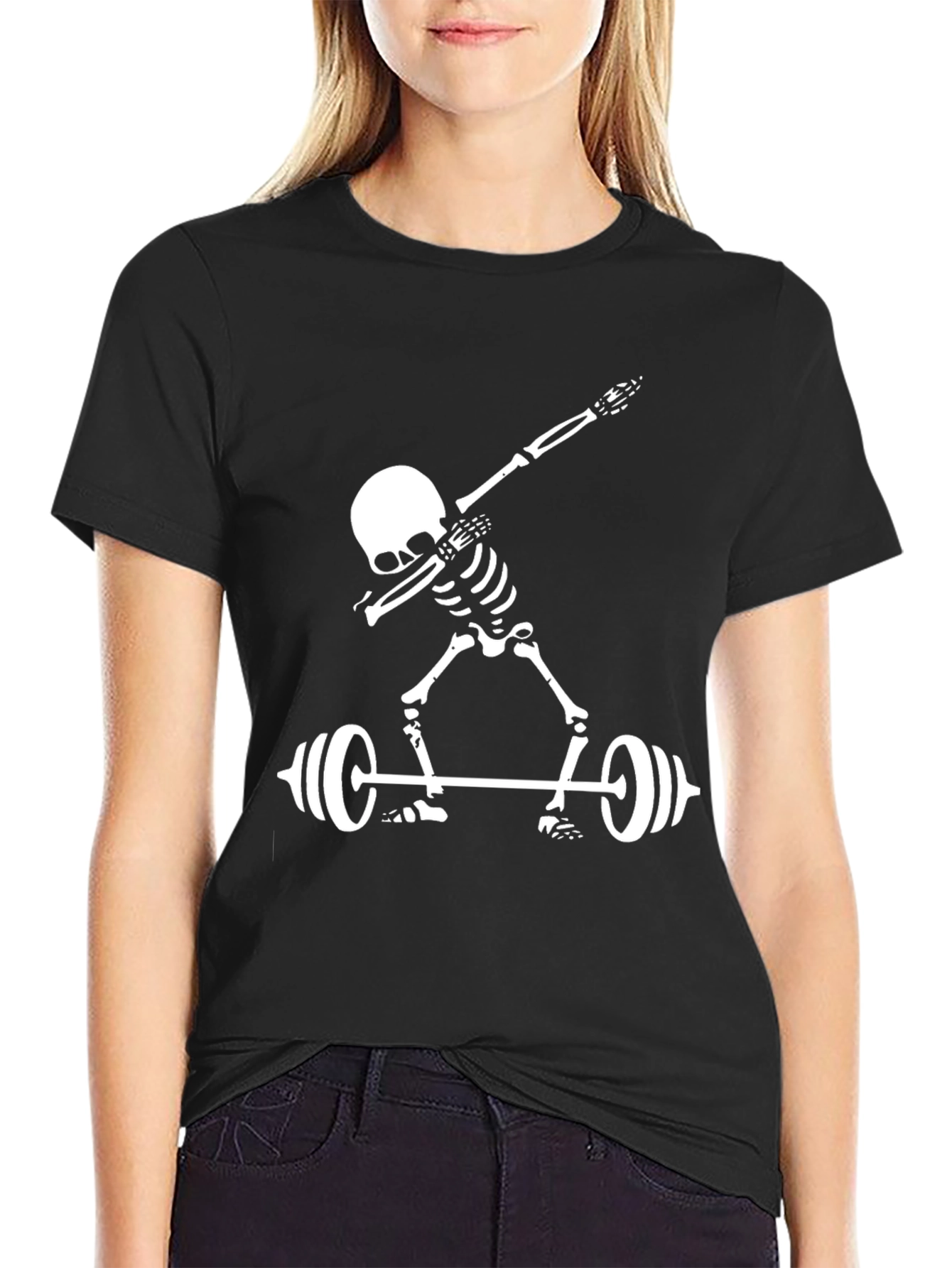 Skeleton Lifting Black Graphic Tee