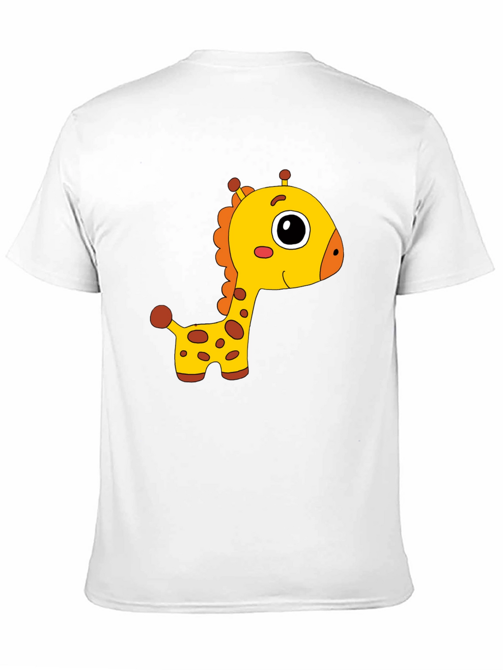 Cute Giraffe Cartoon Print Black T-Shirt
