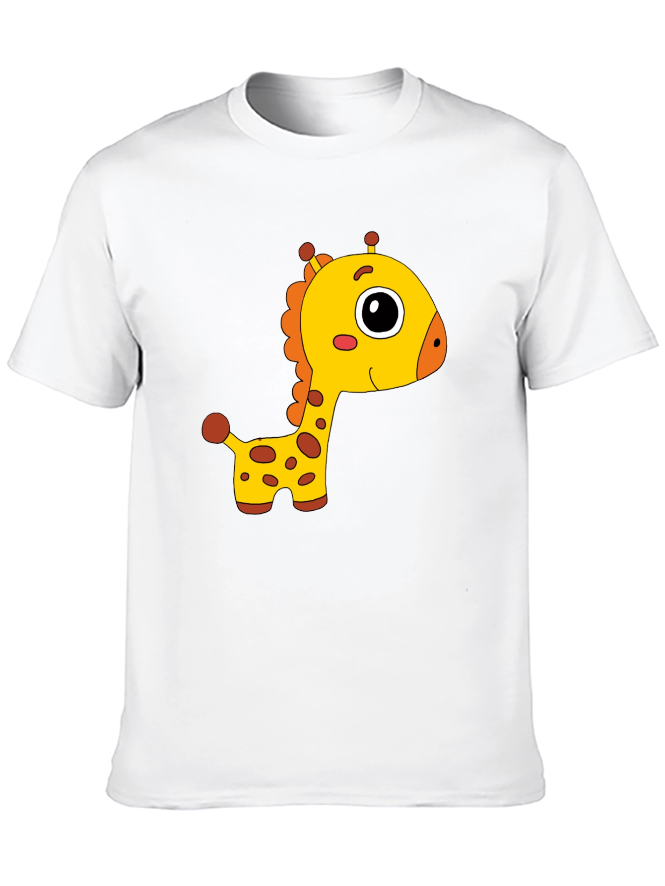 Cute Giraffe Cartoon Print Black T-Shirt