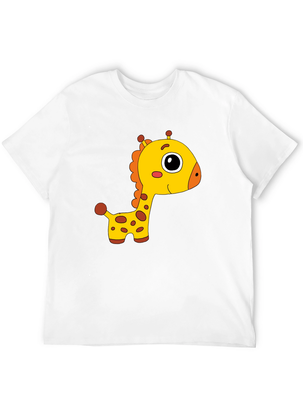Cute Giraffe Cartoon Print Black T-Shirt